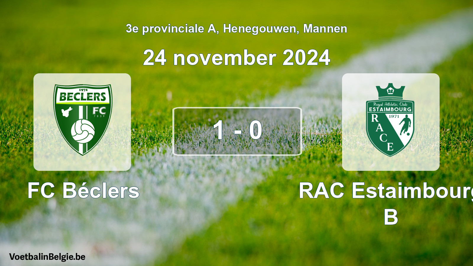 Gespeelde wedstrijd mannenvoetbal: FC Béclers - RAC Estaimbourg B 1 - 0 (24 november 2024)