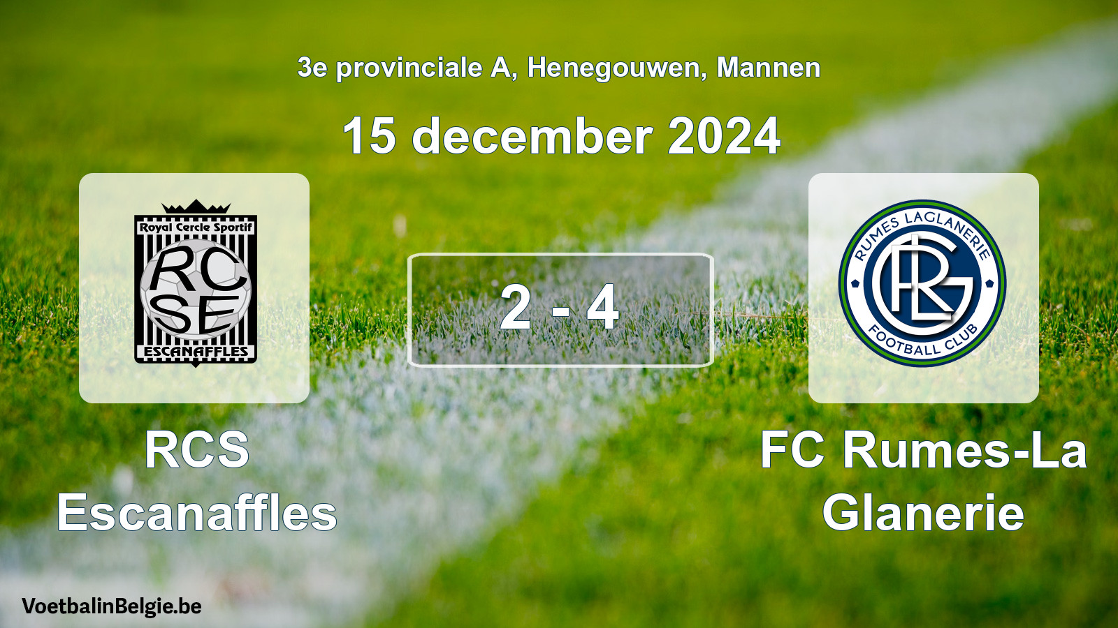 Gespeelde wedstrijd mannenvoetbal: RCS Escanaffles - FC Rumes-La Glanerie 2 - 4 (15 december 2024)