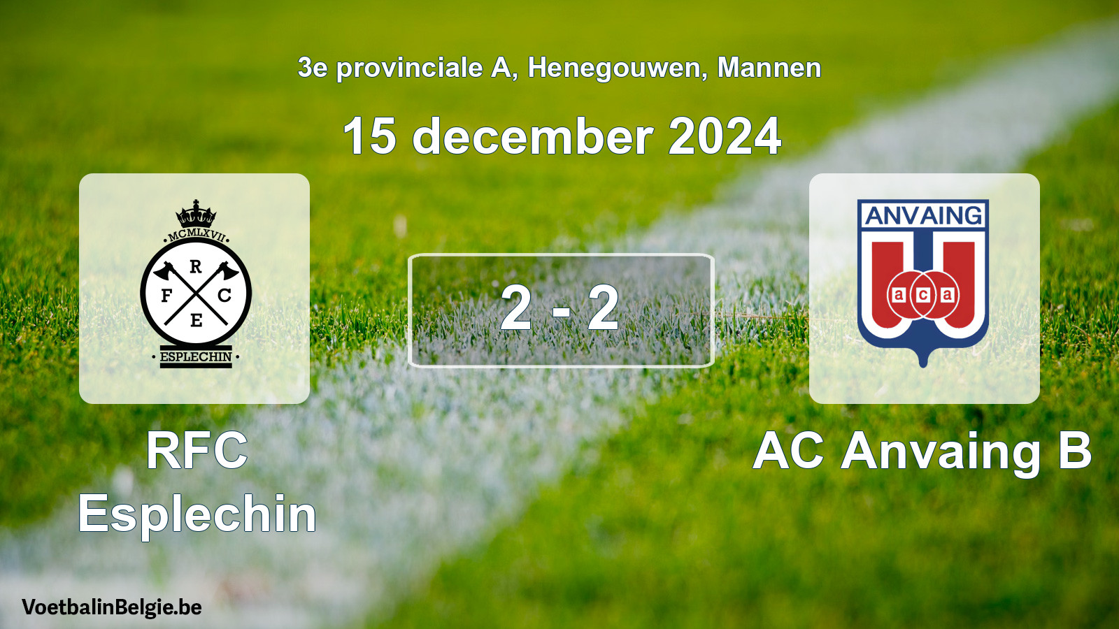 Gespeelde wedstrijd mannenvoetbal: RFC Esplechin - AC Anvaing B 2 - 2 (15 december 2024)