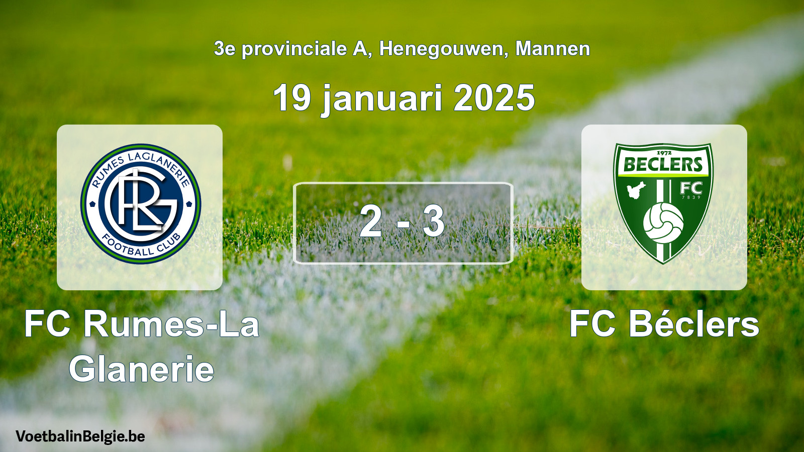 Gespeelde wedstrijd mannenvoetbal: FC Rumes-La Glanerie - FC Béclers 2 - 3 (19 januari 2025)