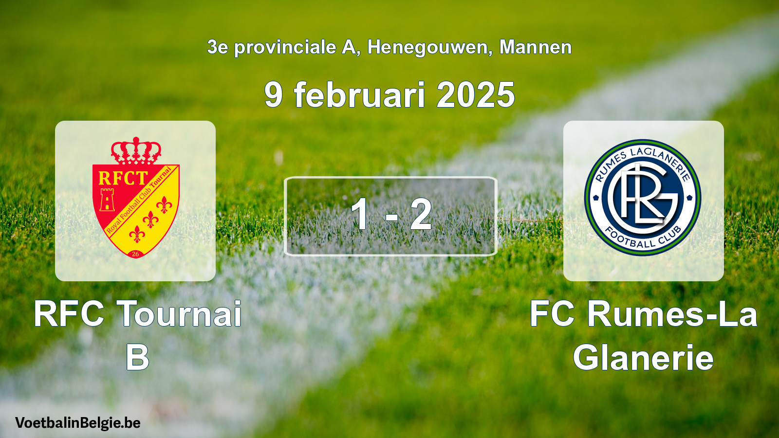 Gespeelde wedstrijd mannenvoetbal: RFC Tournai B - FC Rumes-La Glanerie 1 - 2 (9 februari 2025)
