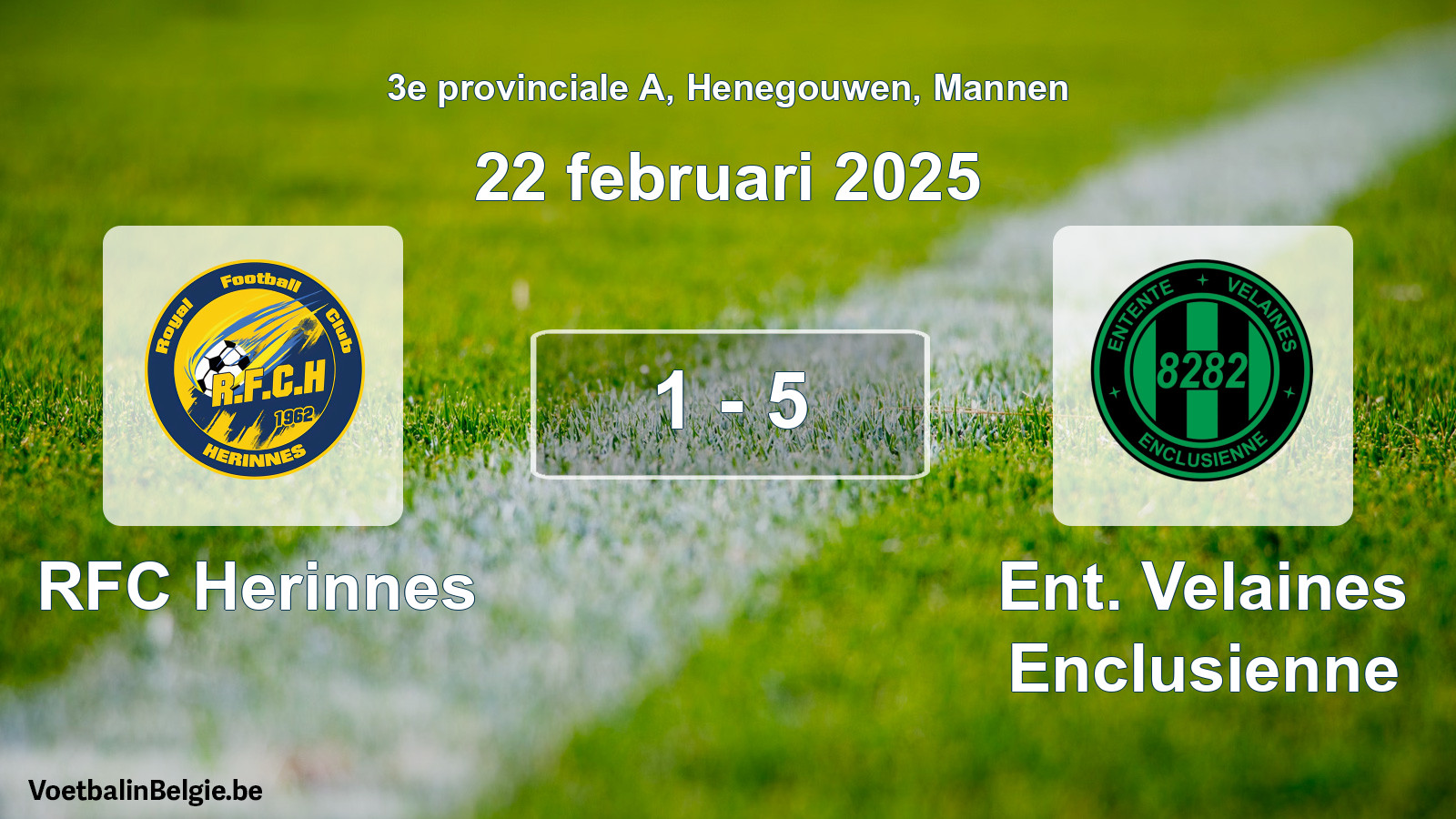 Gespeelde wedstrijd mannenvoetbal: RFC Herinnes - Ent. Velaines Enclusienne 1 - 5 (22 februari 2025)