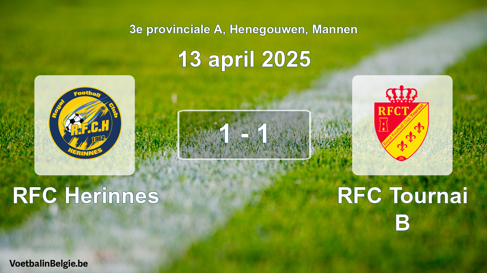 Gespeelde wedstrijd mannenvoetbal: RFC Herinnes - RFC Tournai B 1 - 1 (13 april 2025)