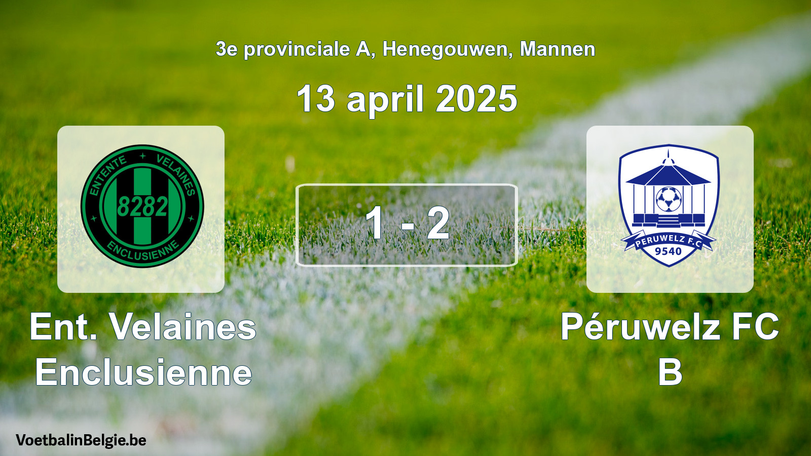 Gespeelde wedstrijd mannenvoetbal: Ent. Velaines Enclusienne - Péruwelz FC B 1 - 2 (13 april 2025)