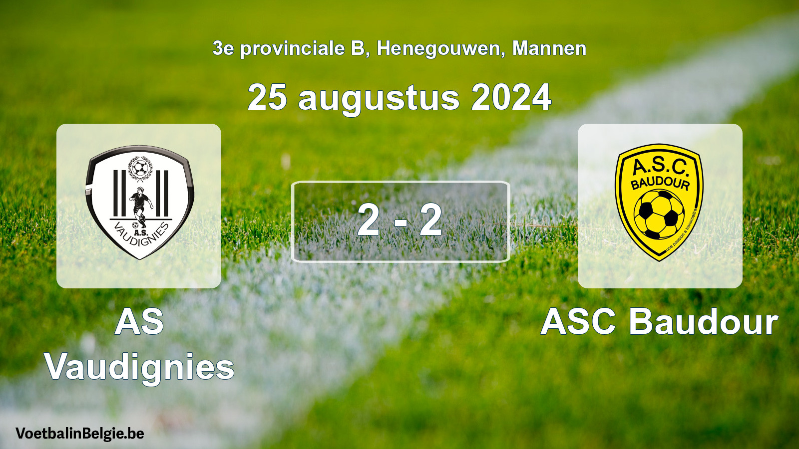 Gespeelde wedstrijd mannenvoetbal: AS Vaudignies - ASC Baudour 2 - 2 (25 augustus 2024)