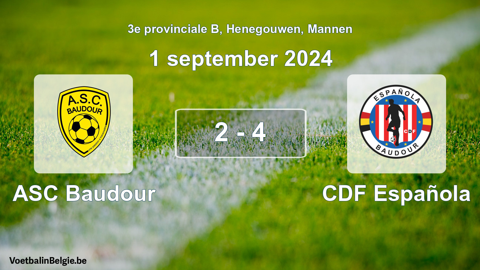 Gespeelde wedstrijd mannenvoetbal: ASC Baudour - CDF Española 2 - 4 (1 september 2024)