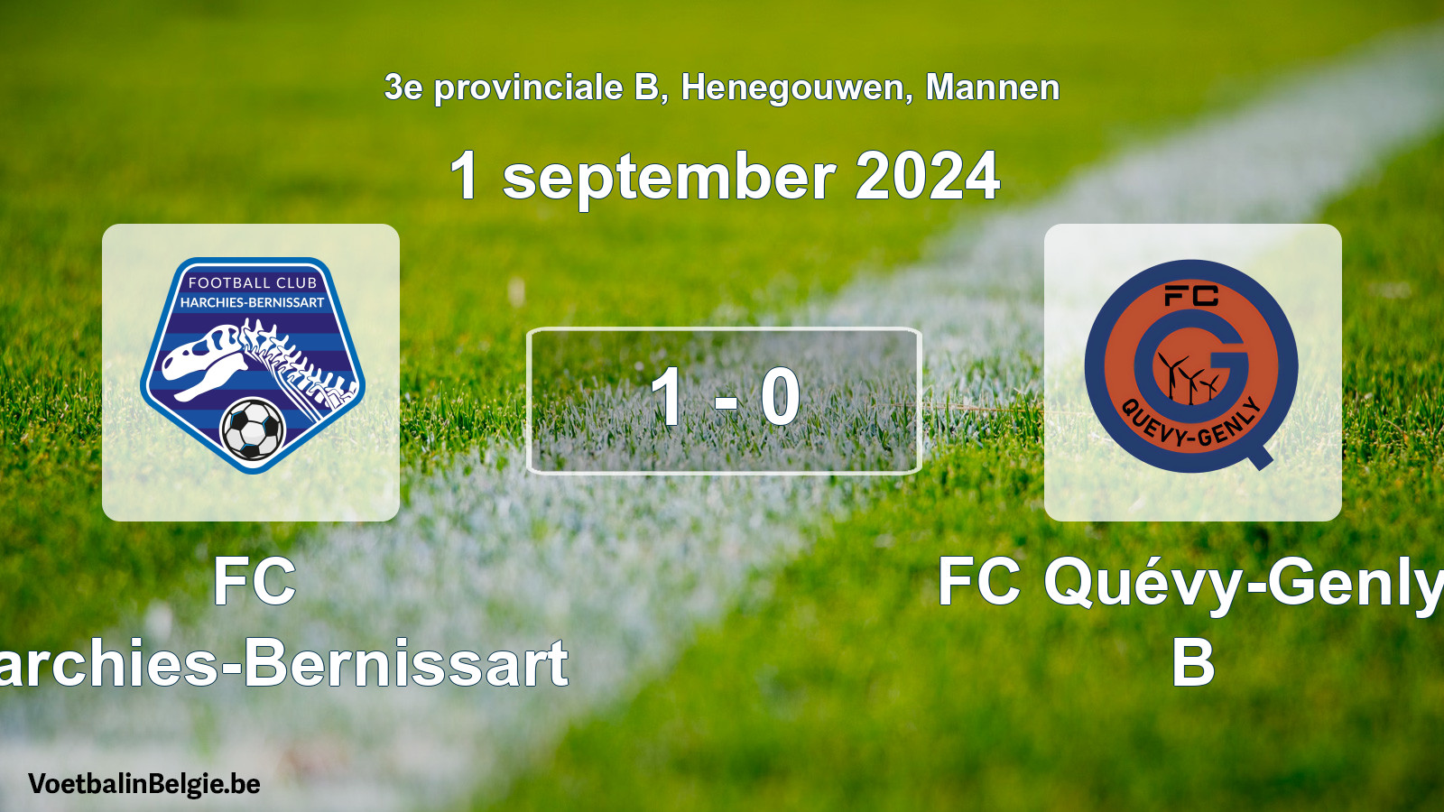 Gespeelde wedstrijd mannenvoetbal: FC Harchies-Bernissart - FC Quévy-Genly B 1 - 0 (1 september 2024)