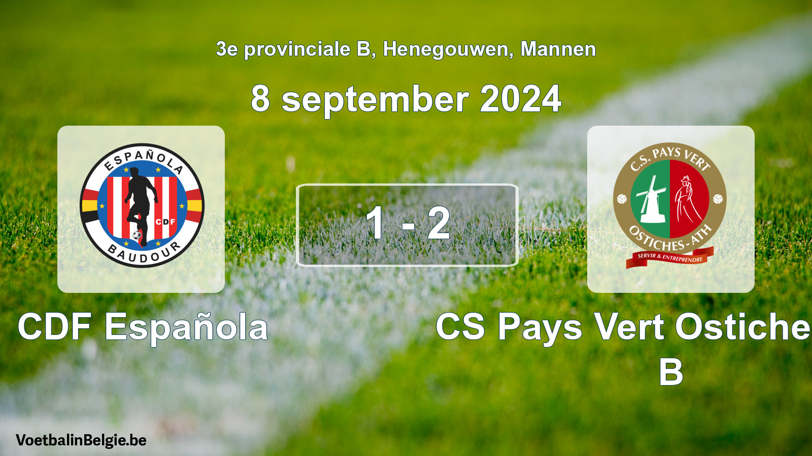 Gespeelde wedstrijd mannenvoetbal: CDF Española - CS Pays Vert Ostiches-Ath B 1 - 2 (8 september 2024)
