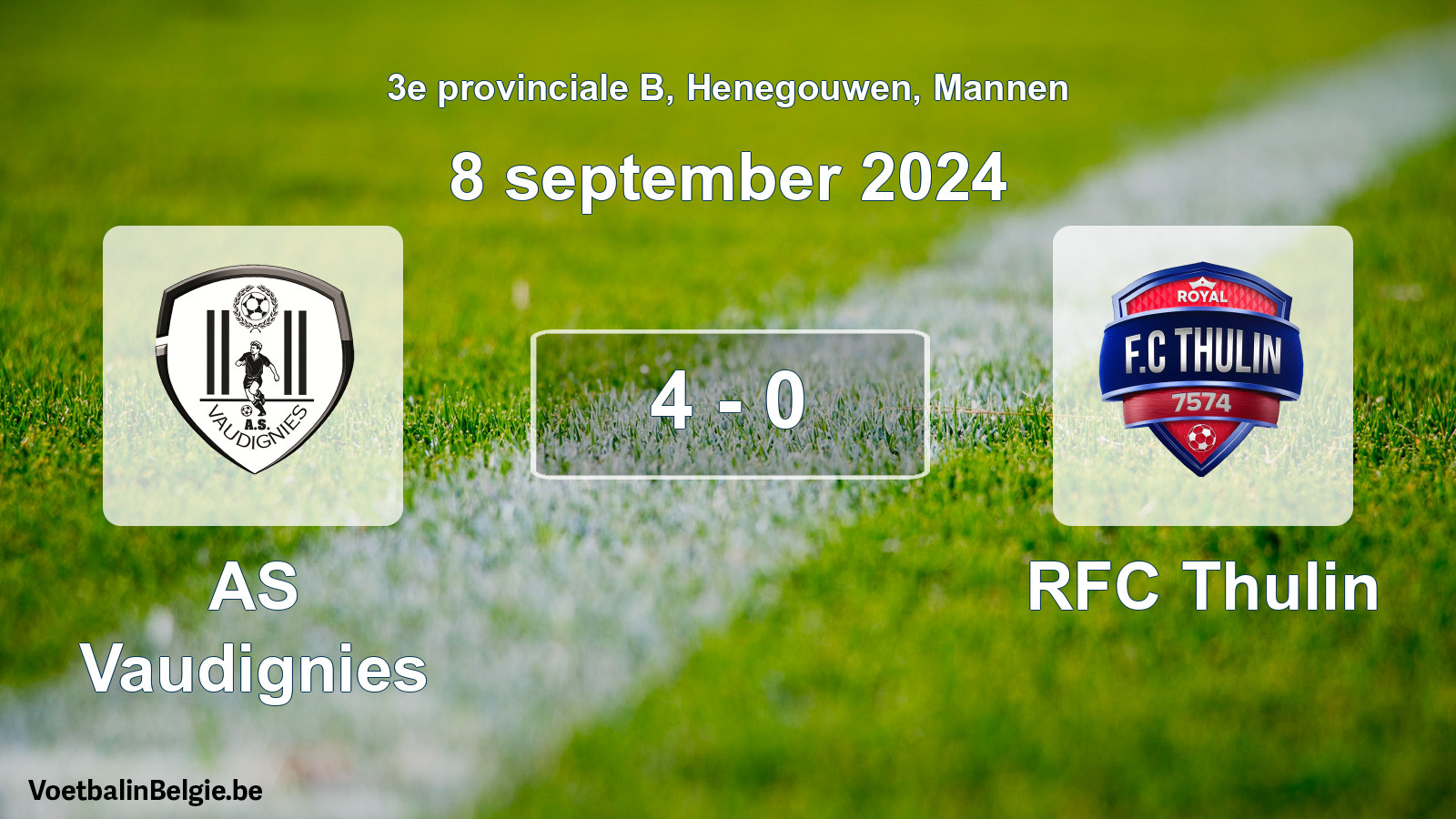Gespeelde wedstrijd mannenvoetbal: AS Vaudignies - RFC Thulin 4 - 0 (8 september 2024)