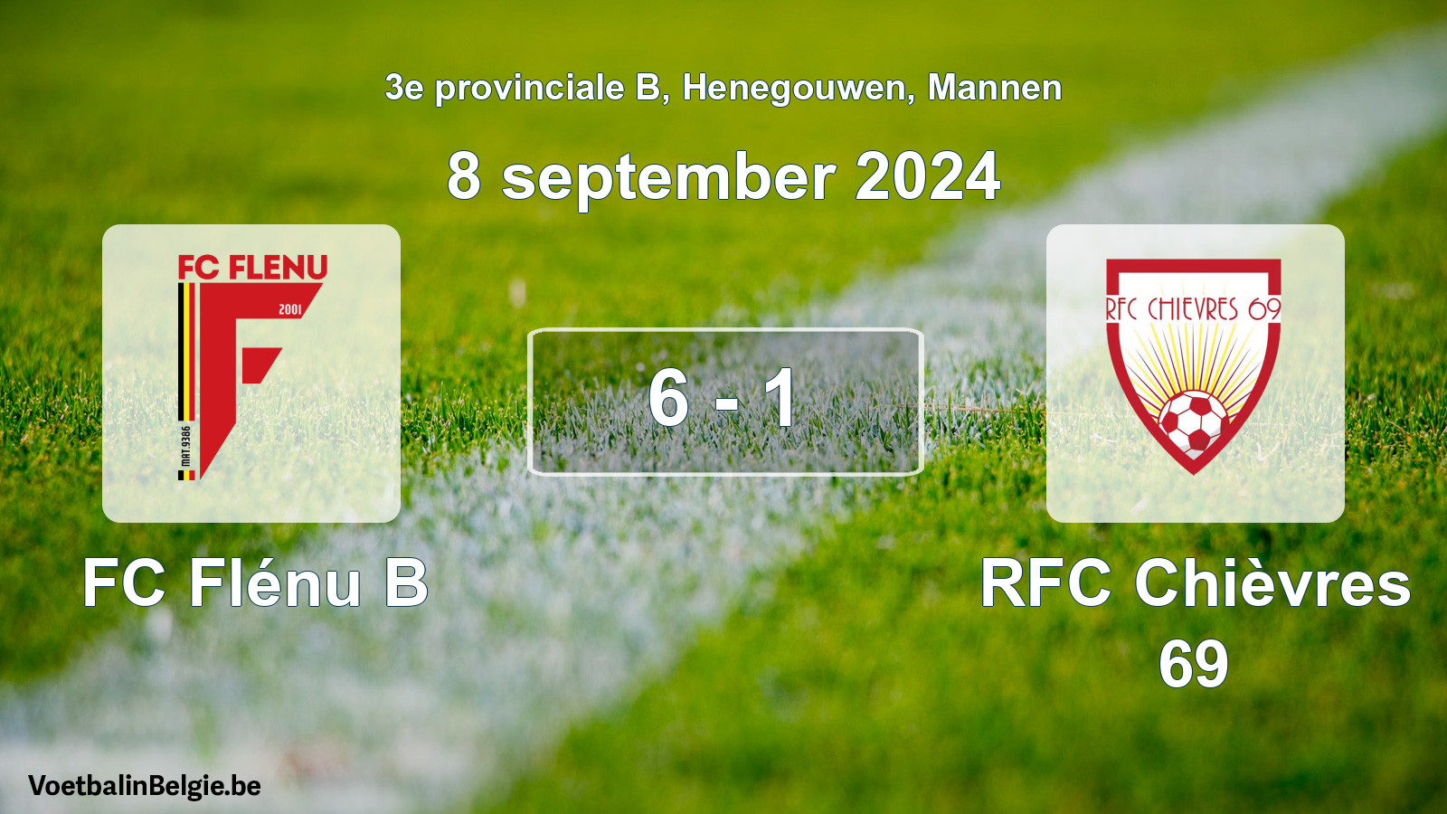 Gespeelde wedstrijd mannenvoetbal: FC Flénu B - RFC Chièvres 69 6 - 1 (8 september 2024)