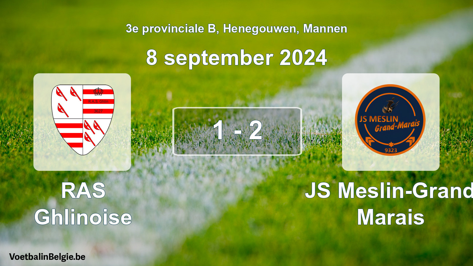 Gespeelde wedstrijd mannenvoetbal: RAS Ghlinoise - JS Meslin-Grand Marais 1 - 2 (8 september 2024)