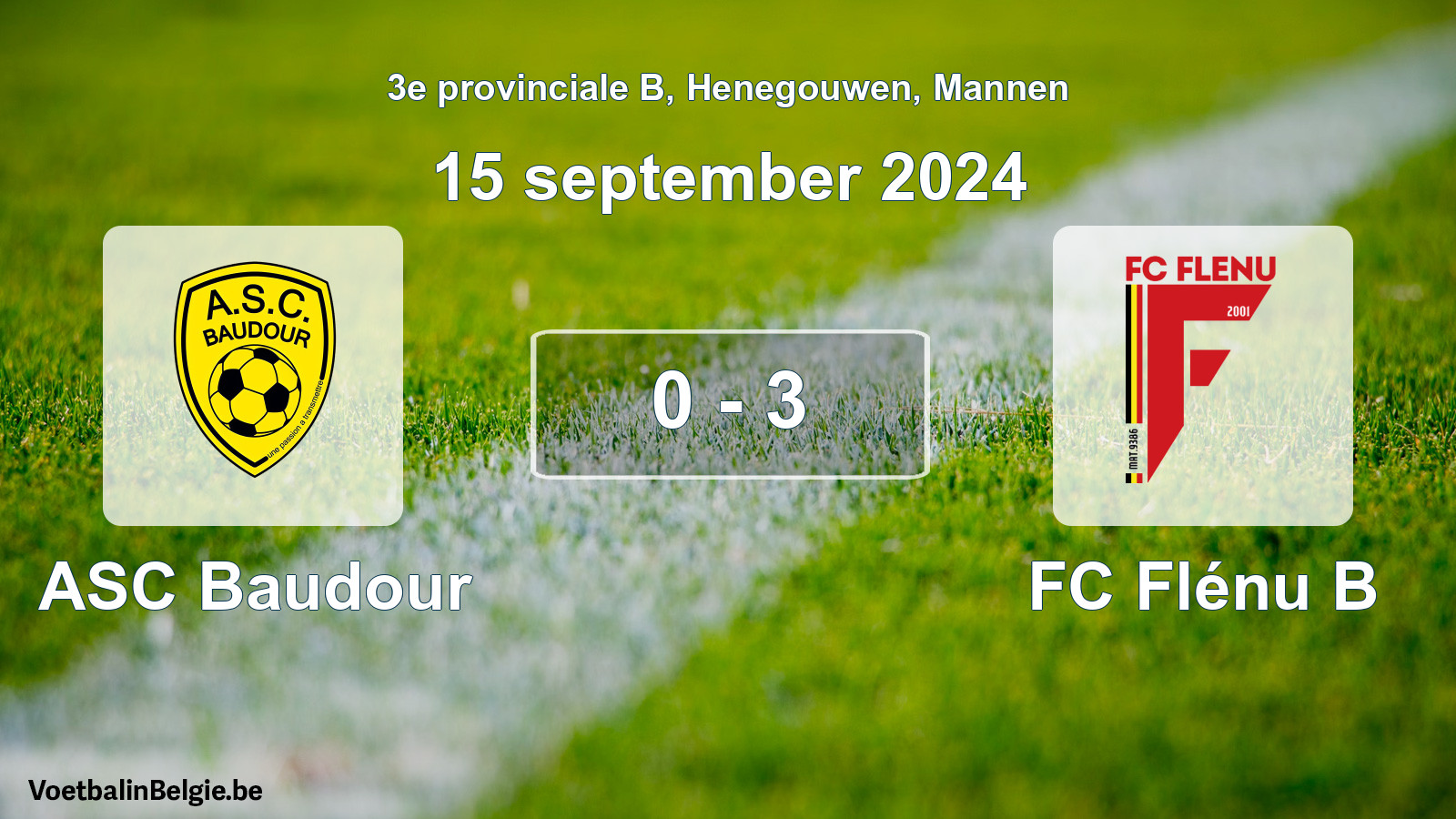 Gespeelde wedstrijd mannenvoetbal: ASC Baudour - FC Flénu B 0 - 3 (15 september 2024)