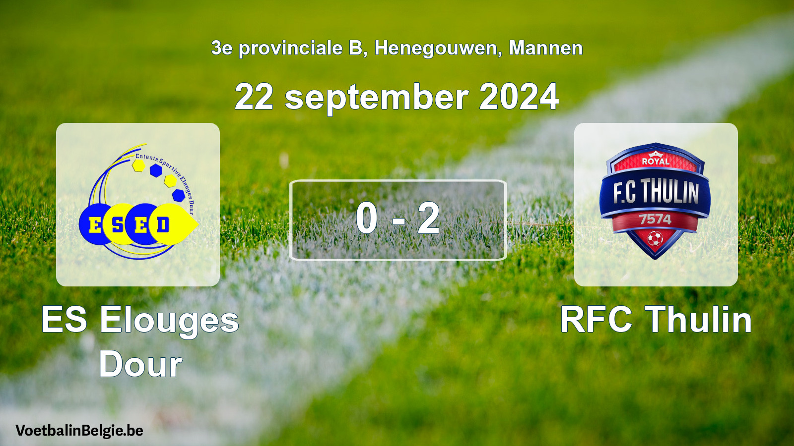 Gespeelde wedstrijd mannenvoetbal: ES Elouges Dour - RFC Thulin 0 - 2 (22 september 2024)