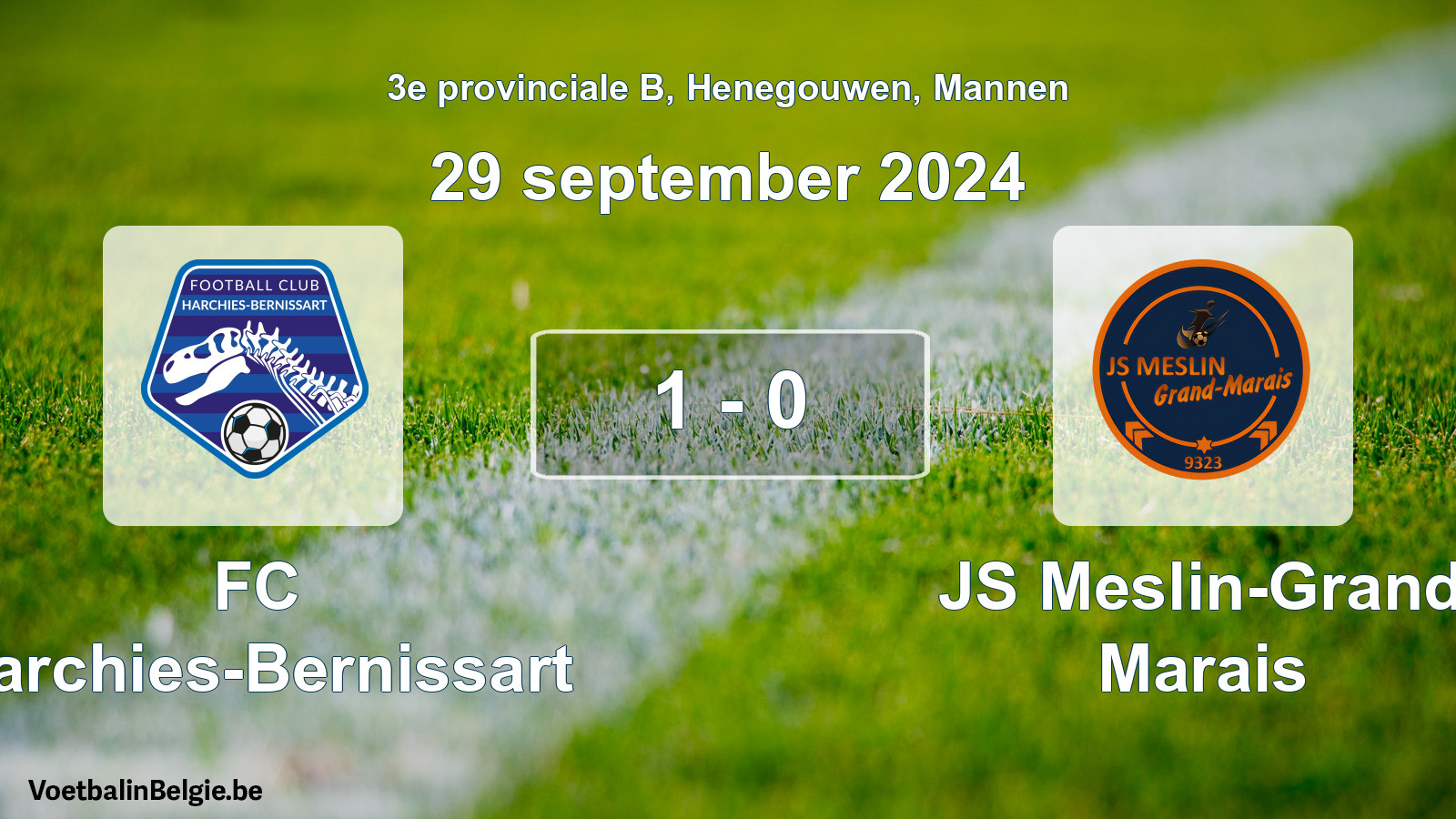 Gespeelde wedstrijd mannenvoetbal: FC Harchies-Bernissart - JS Meslin-Grand Marais 1 - 0 (29 september 2024)