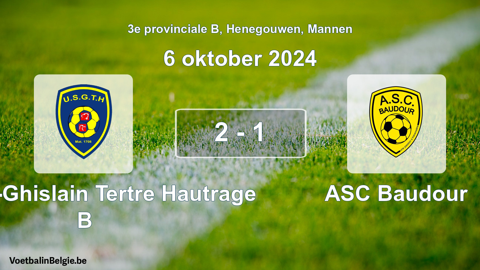Gespeelde wedstrijd mannenvoetbal: U. Saint-Ghislain Tertre Hautrage B - ASC Baudour 2 - 1 (6 oktober 2024)