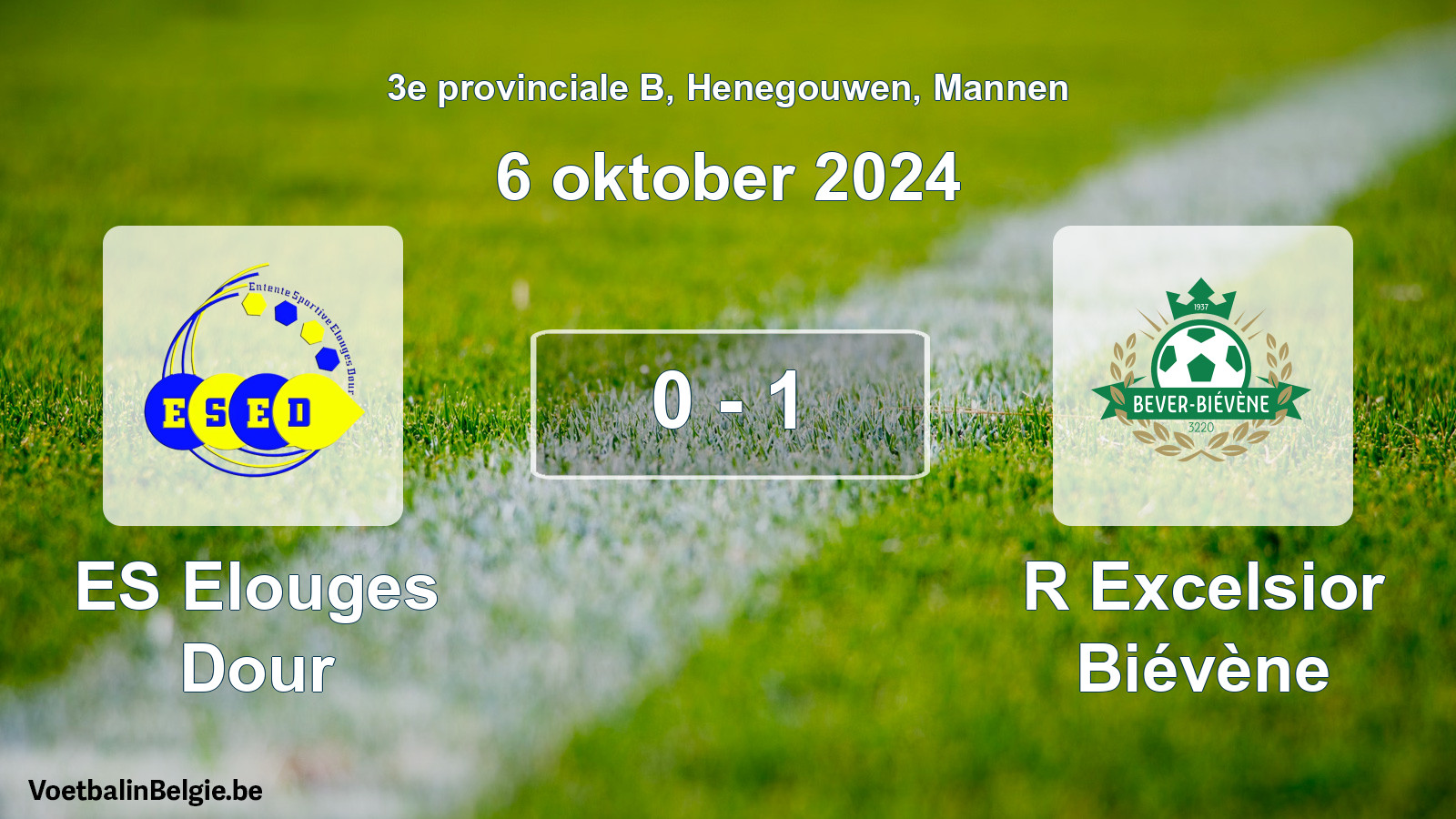 Match joué football hommes: ES Elouges Dour - R Excelsior Biévène 0 - 1 (6 octobre 2024)