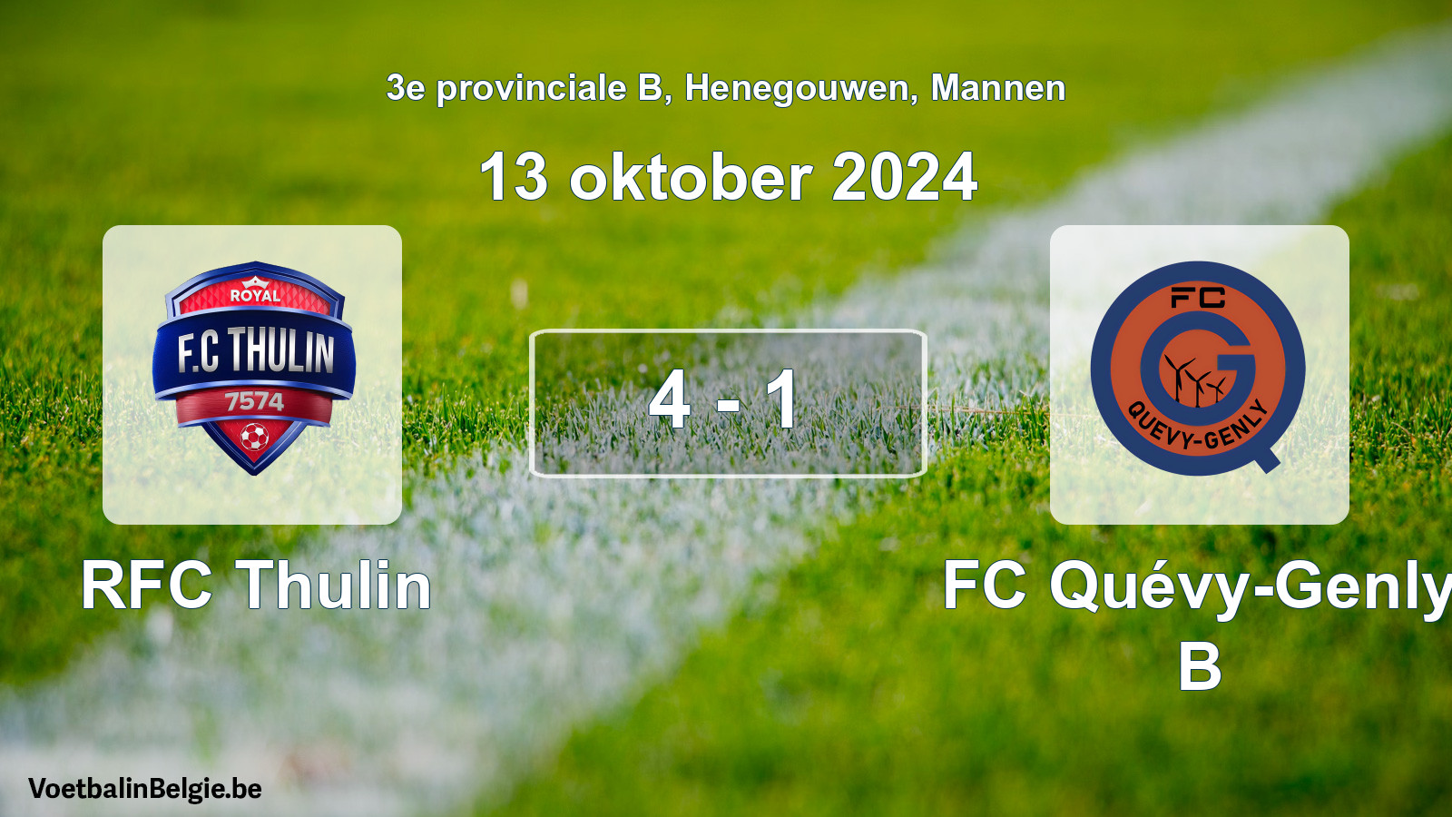Gespeelde wedstrijd mannenvoetbal: RFC Thulin - FC Quévy-Genly B 4 - 1 (13 oktober 2024)