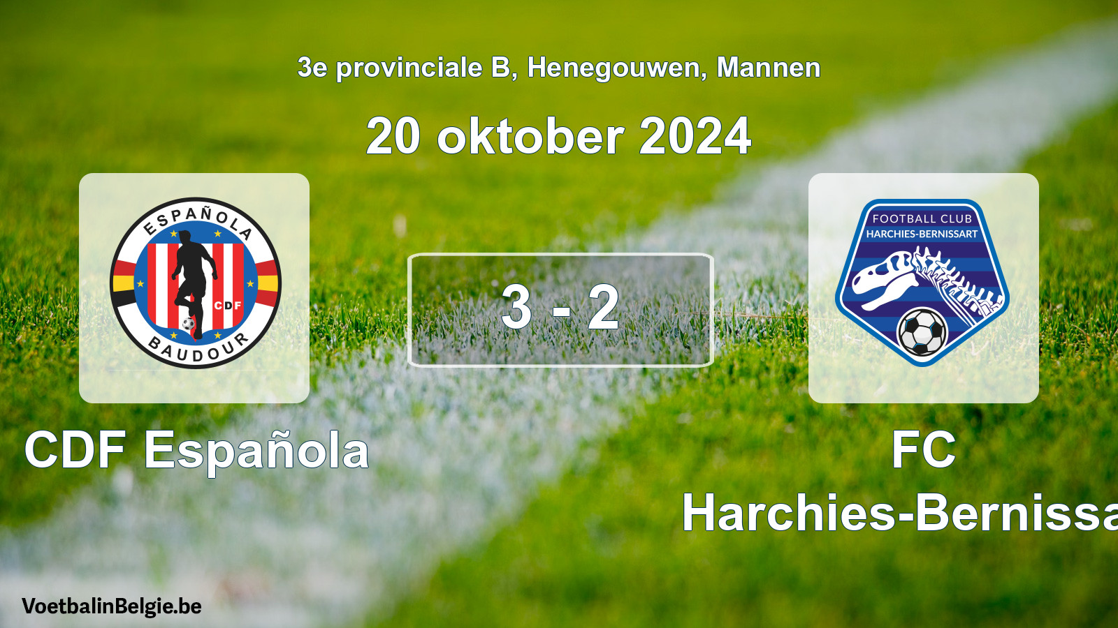 Gespeelde wedstrijd mannenvoetbal: CDF Española - FC Harchies-Bernissart 3 - 2 (20 oktober 2024)