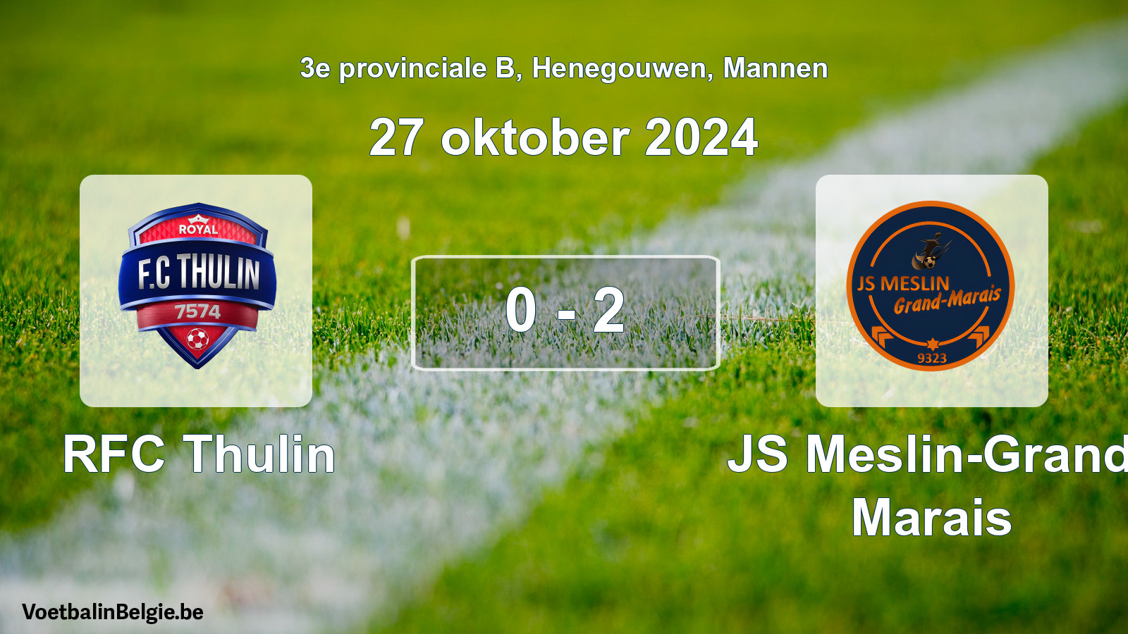 Gespeelde wedstrijd mannenvoetbal: RFC Thulin - JS Meslin-Grand Marais 0 - 2 (27 oktober 2024)