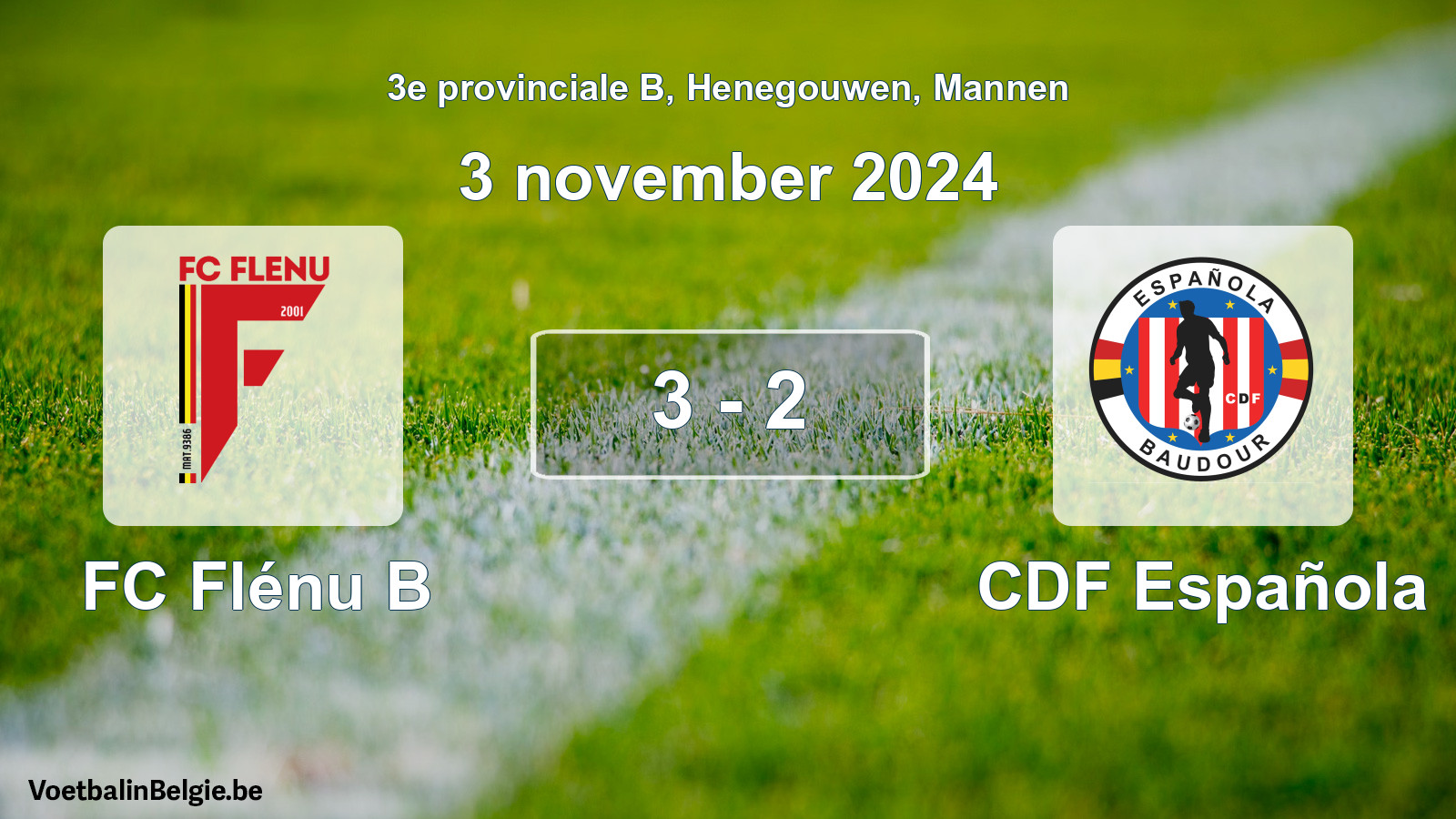 Gespeelde wedstrijd mannenvoetbal: FC Flénu B - CDF Española 3 - 2 (3 november 2024)
