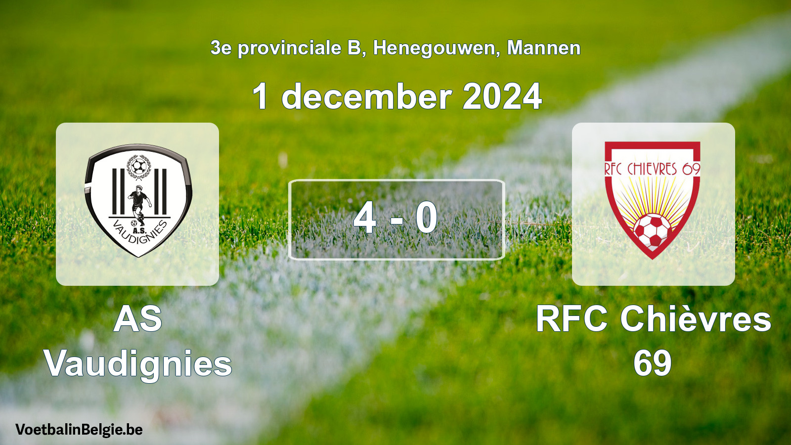 Gespeelde wedstrijd mannenvoetbal: AS Vaudignies - RFC Chièvres 69 4 - 0 (1 december 2024)