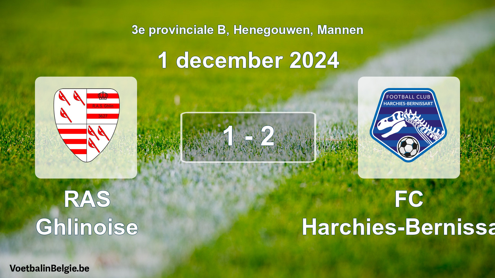 Played match men football: RAS Ghlinoise - FC Harchies-Bernissart 1 - 2 (1 December 2024)