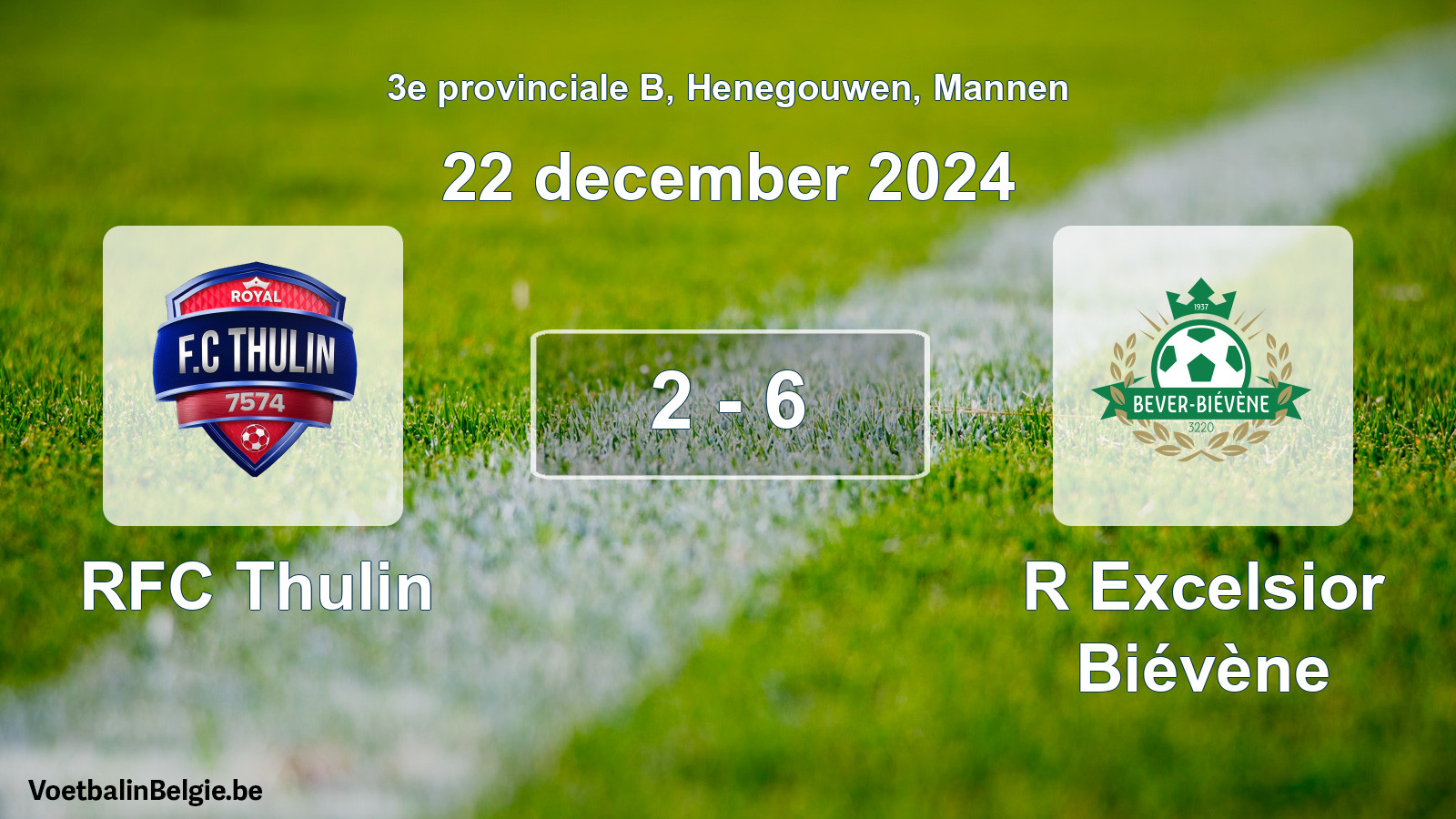 Gespeelde wedstrijd mannenvoetbal: RFC Thulin - R Excelsior Biévène 2 - 6 (22 december 2024)