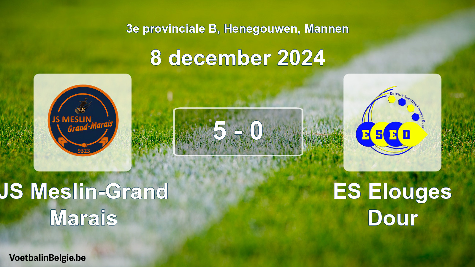 Gespeelde wedstrijd mannenvoetbal: JS Meslin-Grand Marais - ES Elouges Dour 5 - 0 (8 december 2024)