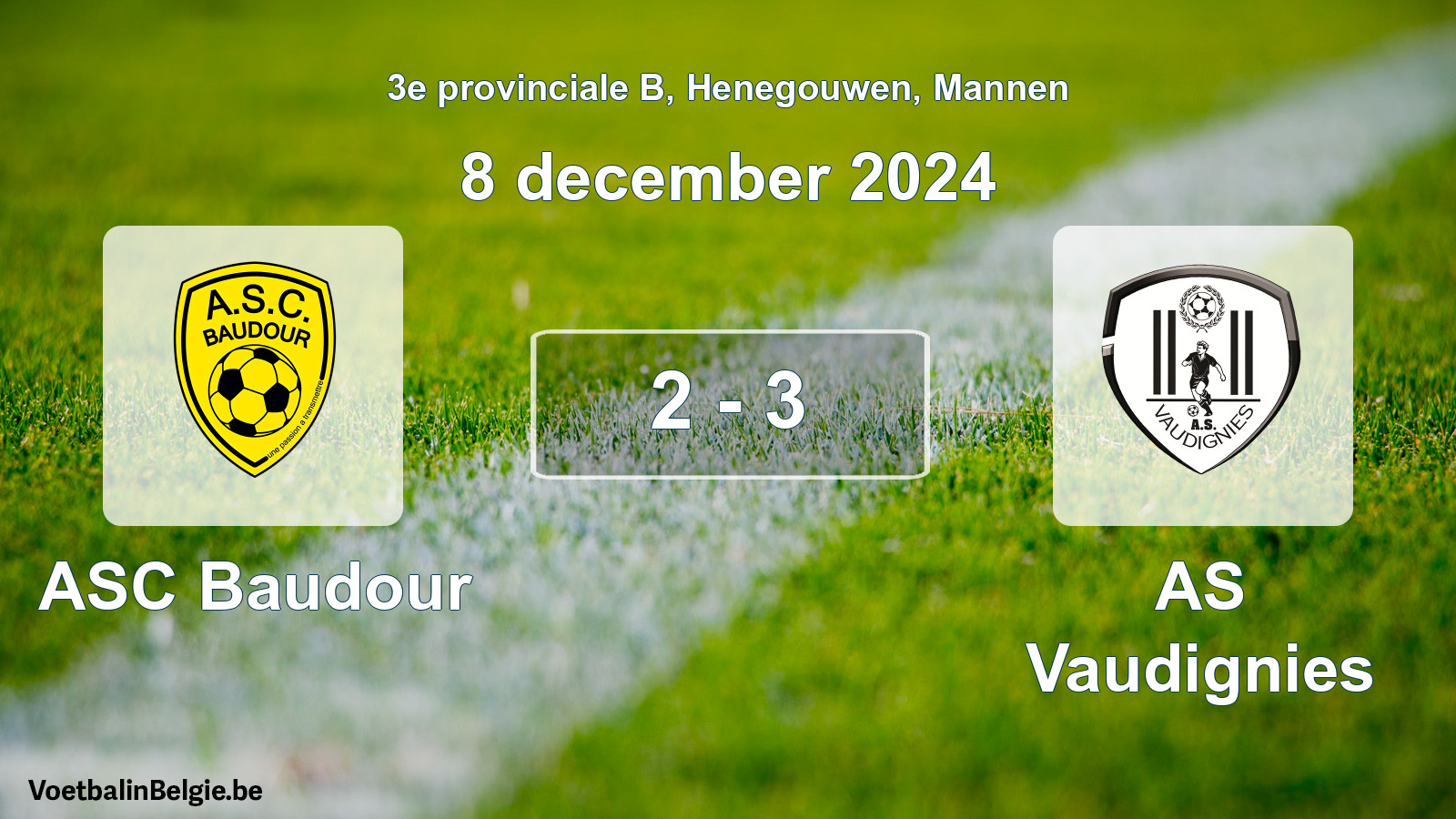 Gespeelde wedstrijd mannenvoetbal: ASC Baudour - AS Vaudignies 2 - 3 (8 december 2024)