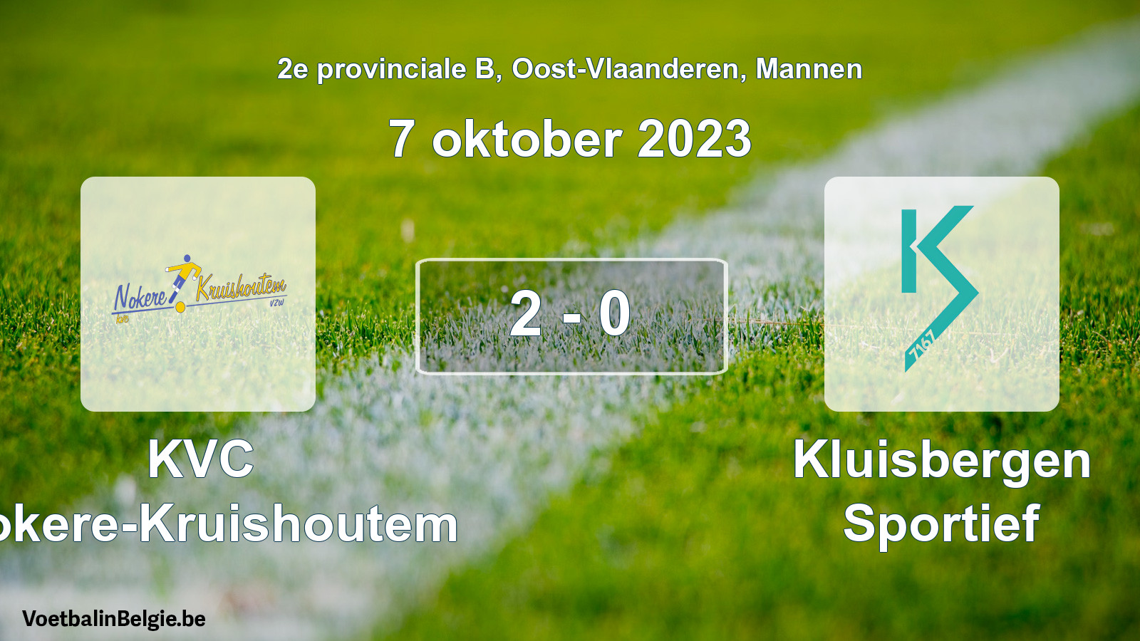 Gespeelde wedstrijd mannenvoetbal: KVC Nokere-Kruishoutem - Kluisbergen Sportief 2 - 0 (7 oktober 2023)