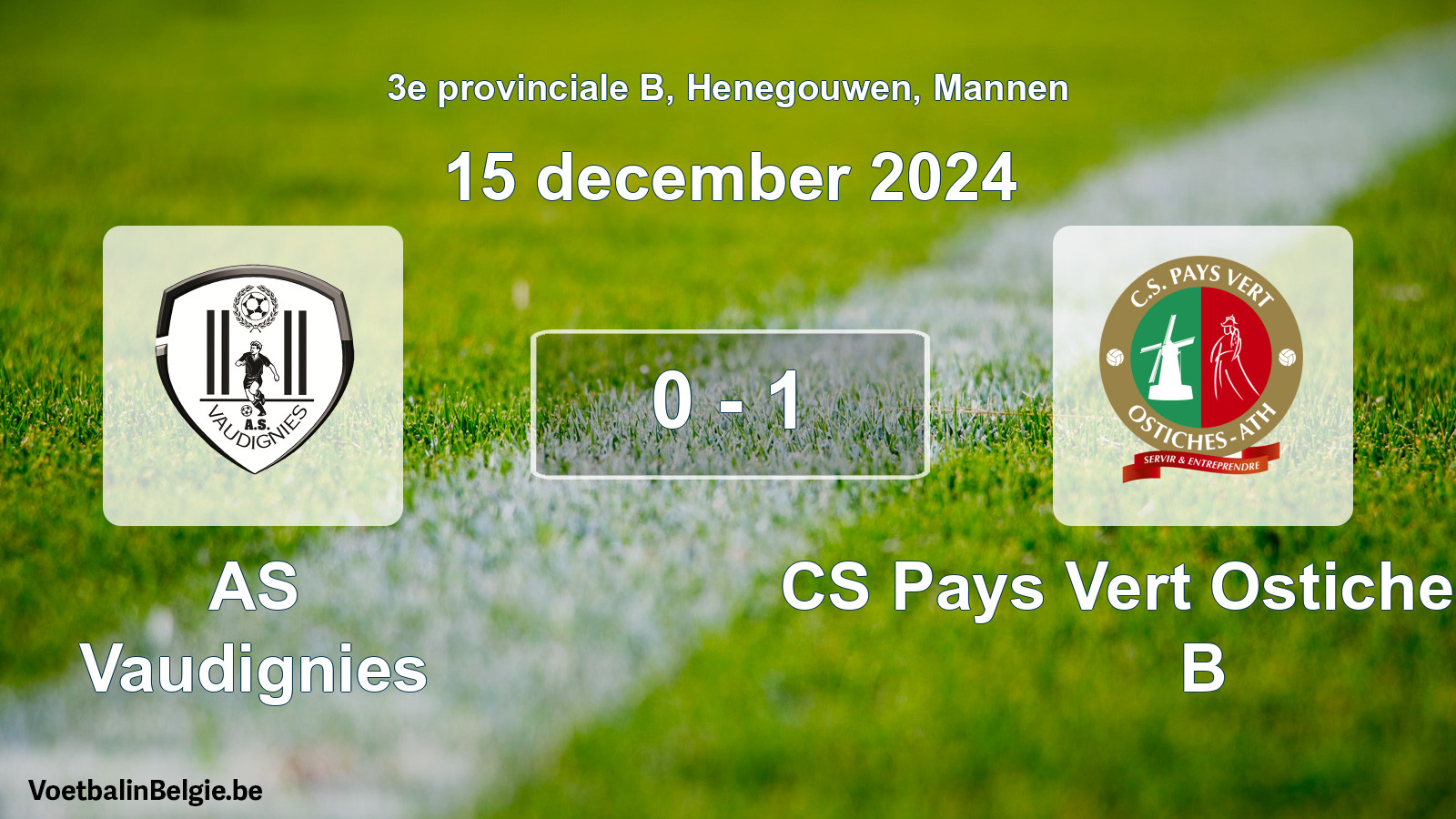 Gespeelde wedstrijd mannenvoetbal: AS Vaudignies - CS Pays Vert Ostiches-Ath B 0 - 1 (15 december 2024)
