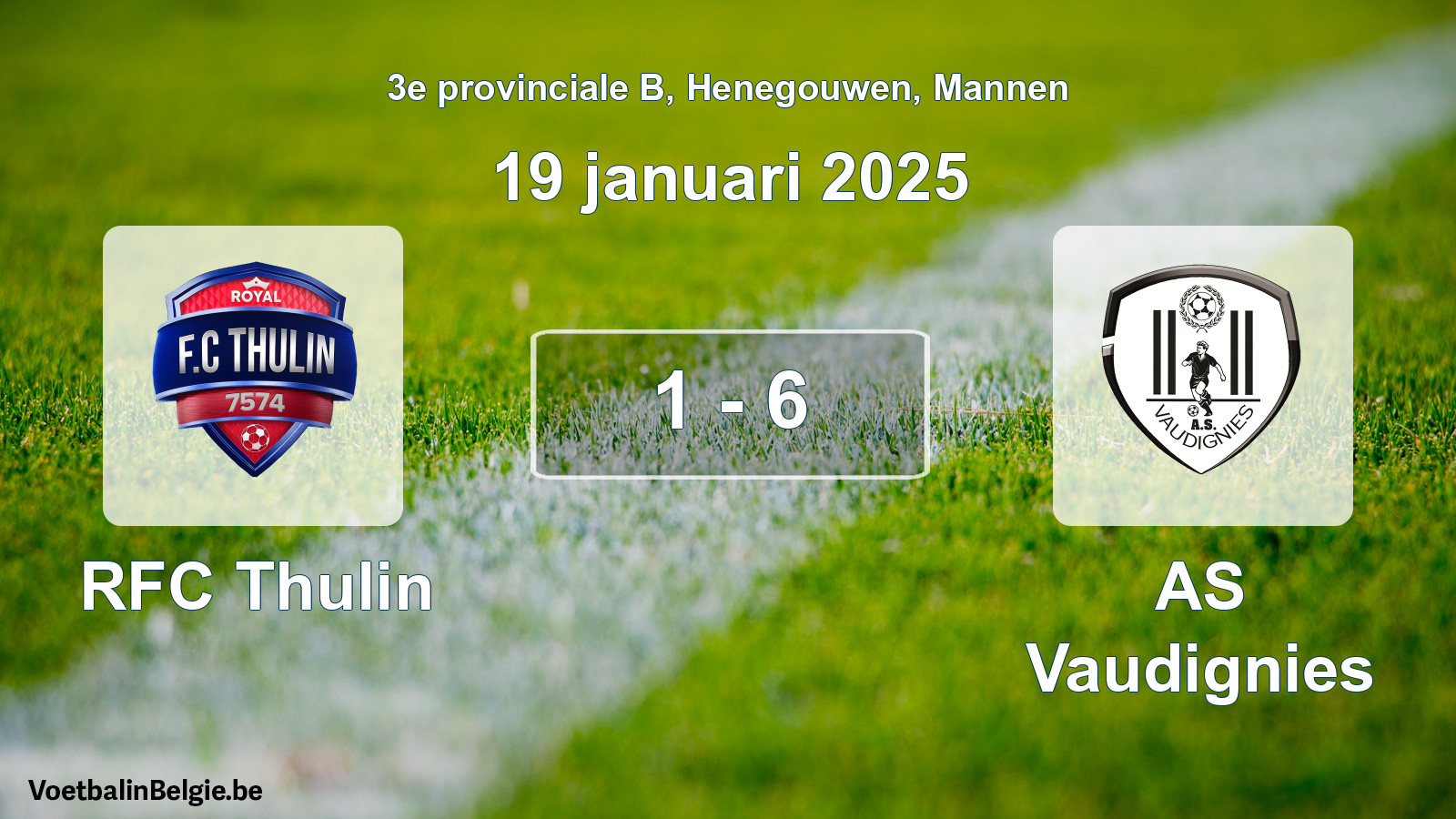 Gespeelde wedstrijd mannenvoetbal: RFC Thulin - AS Vaudignies 1 - 6 (19 januari 2025)