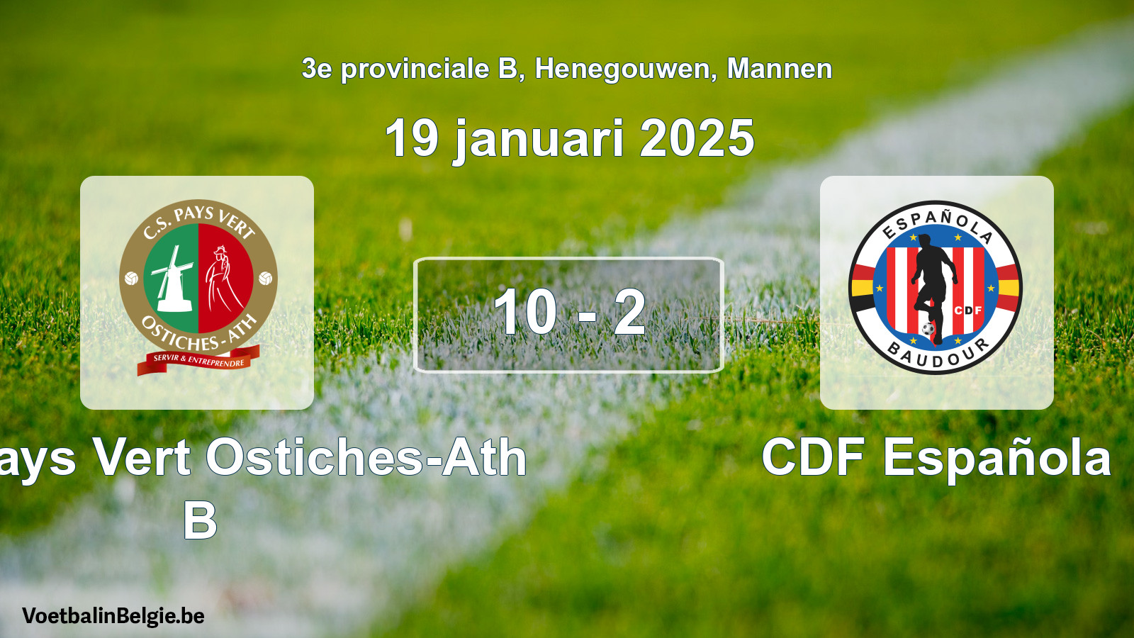 Gespeelde wedstrijd mannenvoetbal: CS Pays Vert Ostiches-Ath B - CDF Española 10 - 2 (19 januari 2025)