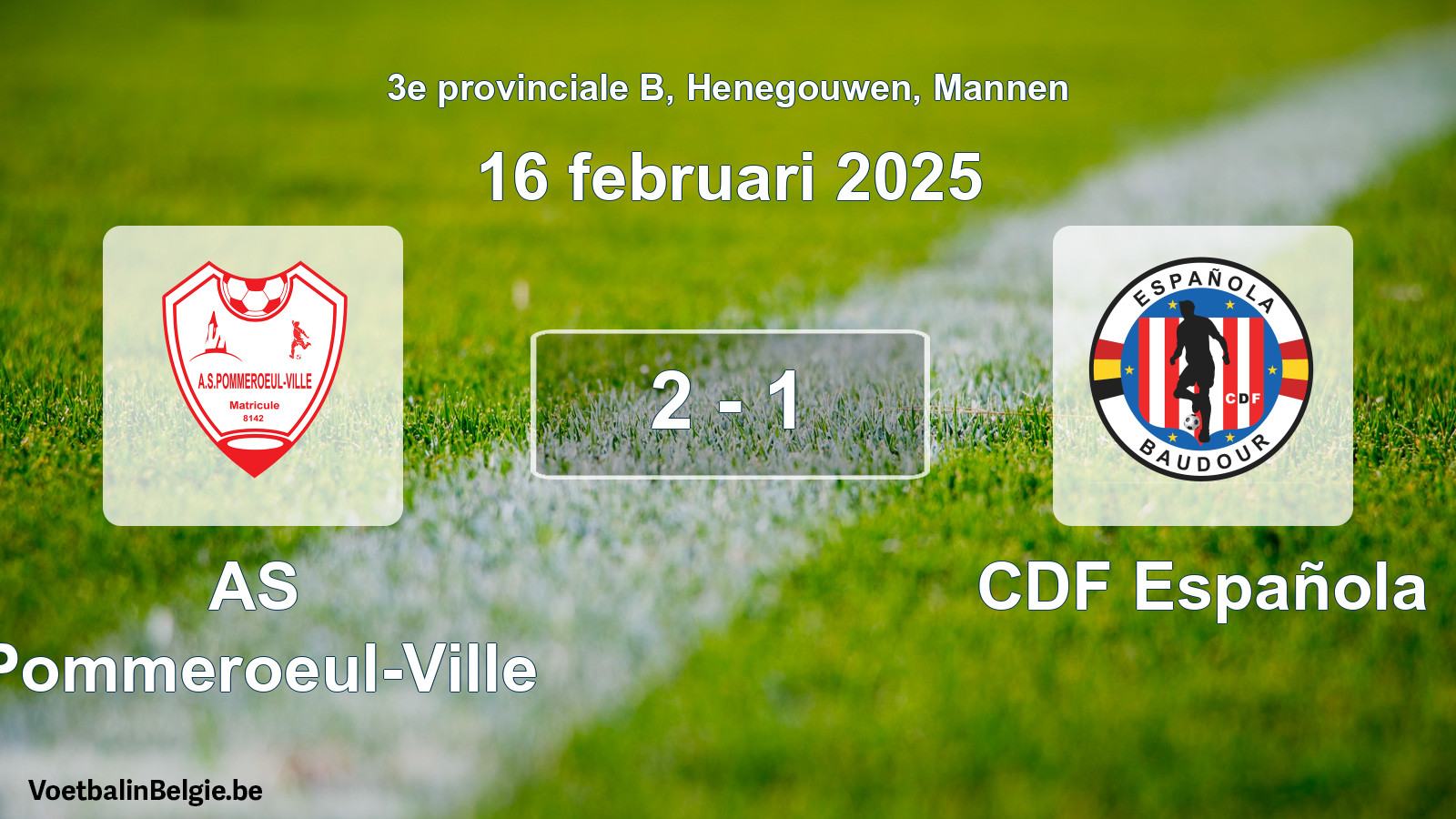 Gespeelde wedstrijd mannenvoetbal: AS Pommeroeul-Ville - CDF Española 2 - 1 (16 februari 2025)