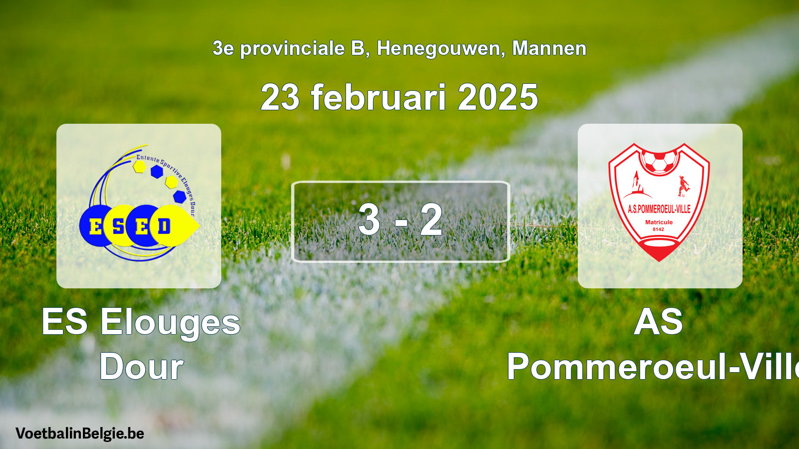 Gespeelde wedstrijd mannenvoetbal: ES Elouges Dour - AS Pommeroeul-Ville 3 - 2 (23 februari 2025)