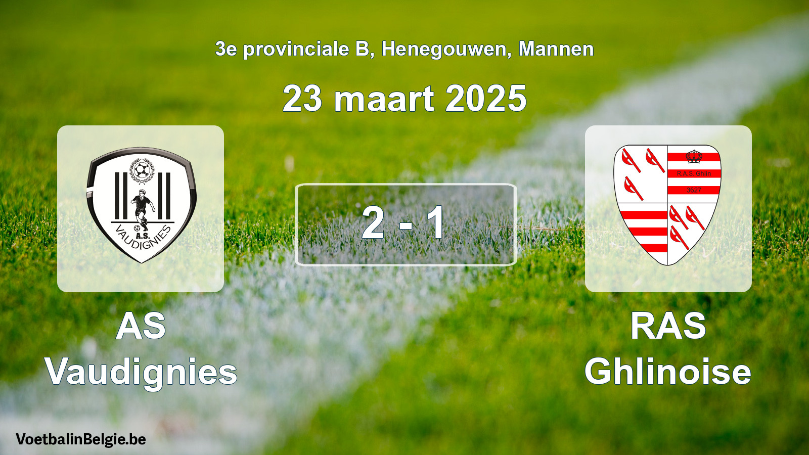 Gespeelde wedstrijd mannenvoetbal: AS Vaudignies - RAS Ghlinoise 2 - 1 (23 maart 2025)