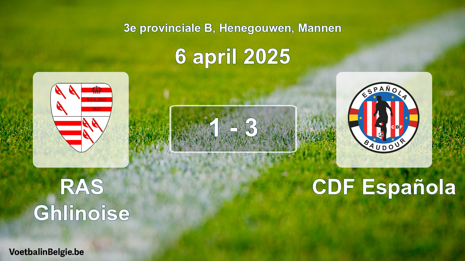 Gespeelde wedstrijd mannenvoetbal: RAS Ghlinoise - CDF Española 1 - 3 (6 april 2025)