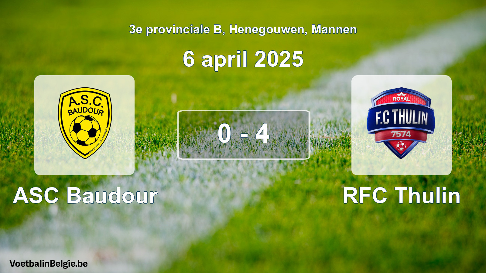 Gespeelde wedstrijd mannenvoetbal: ASC Baudour - RFC Thulin 0 - 4 (6 april 2025)