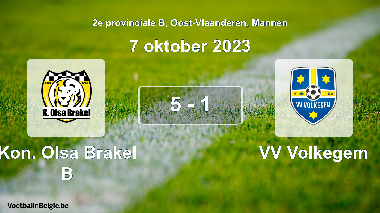 Gespeelde wedstrijd mannenvoetbal: Kon. Olsa Brakel B - VV Volkegem 5 - 1 (7 oktober 2023)