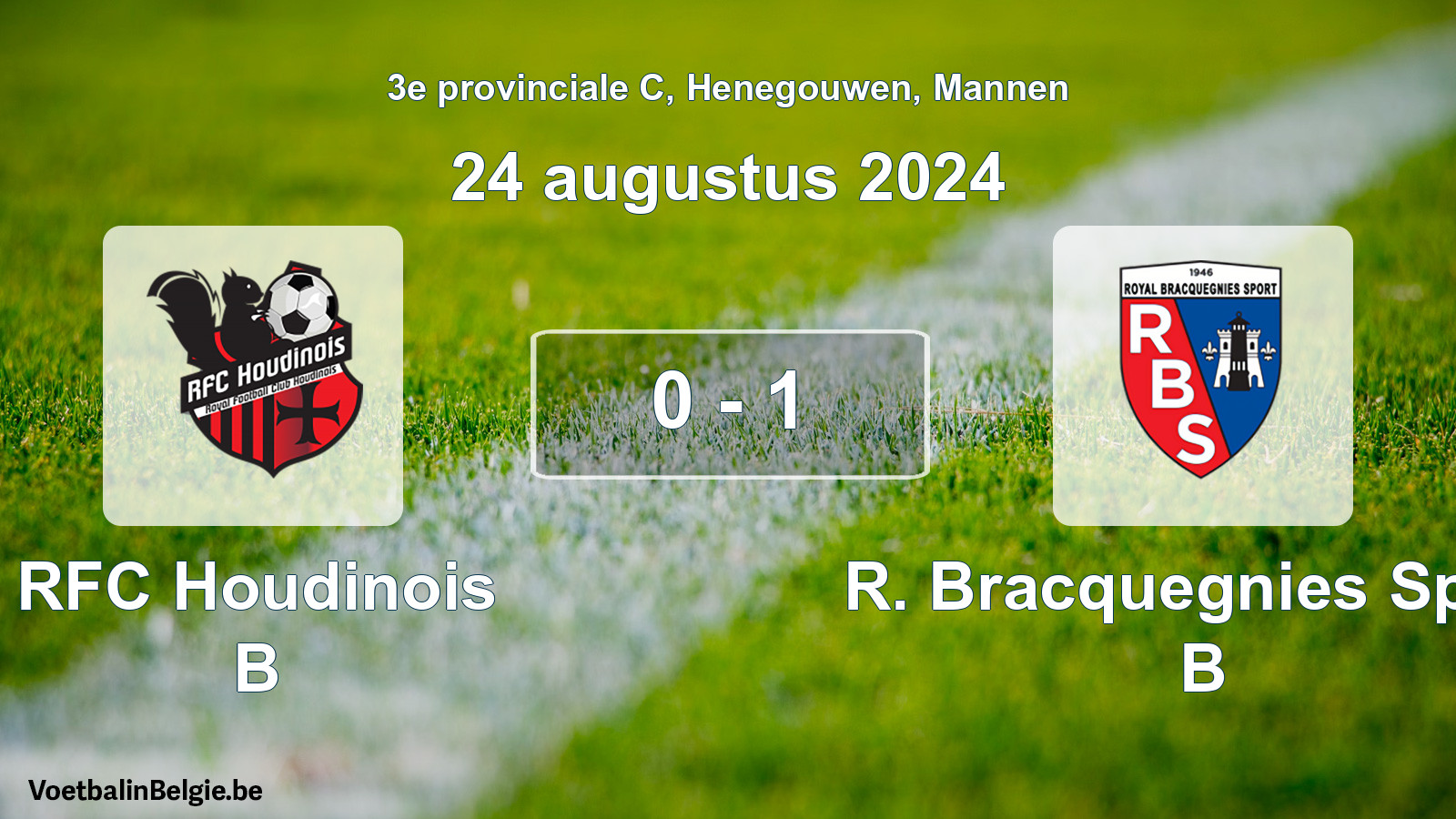 Gespeelde wedstrijd mannenvoetbal: RFC Houdinois B - R. Bracquegnies Sport B 0 - 1 (24 augustus 2024)