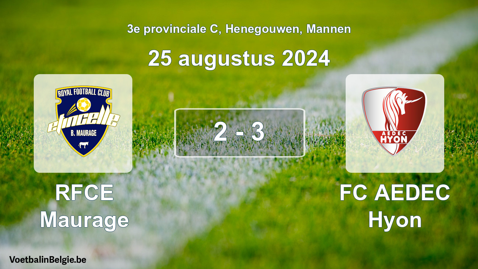 Gespeelde wedstrijd mannenvoetbal: RFCE Maurage - FC AEDEC Hyon 2 - 3 (25 augustus 2024)
