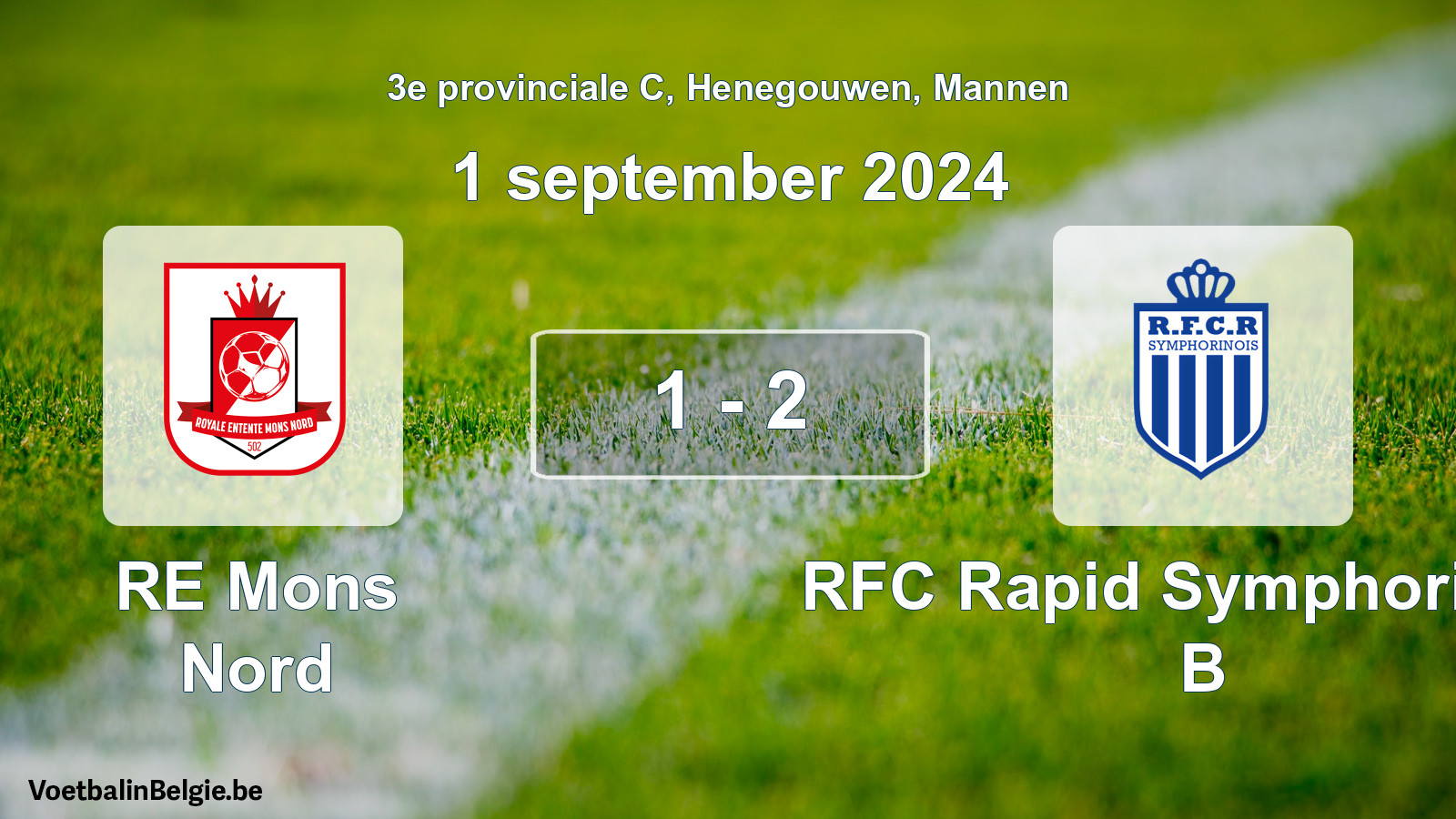 Gespeelde wedstrijd mannenvoetbal: RE Mons Nord - RFC Rapid Symphorinois B 1 - 2 (1 september 2024)