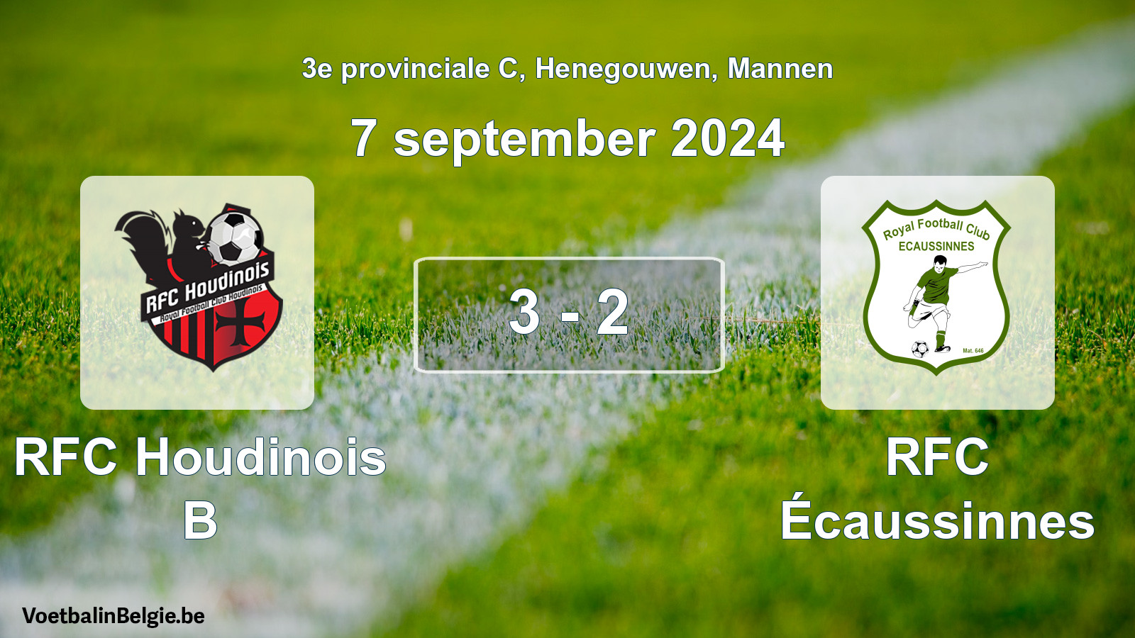 Gespeelde wedstrijd mannenvoetbal: RFC Houdinois B - RFC Écaussinnes 3 - 2 (7 september 2024)