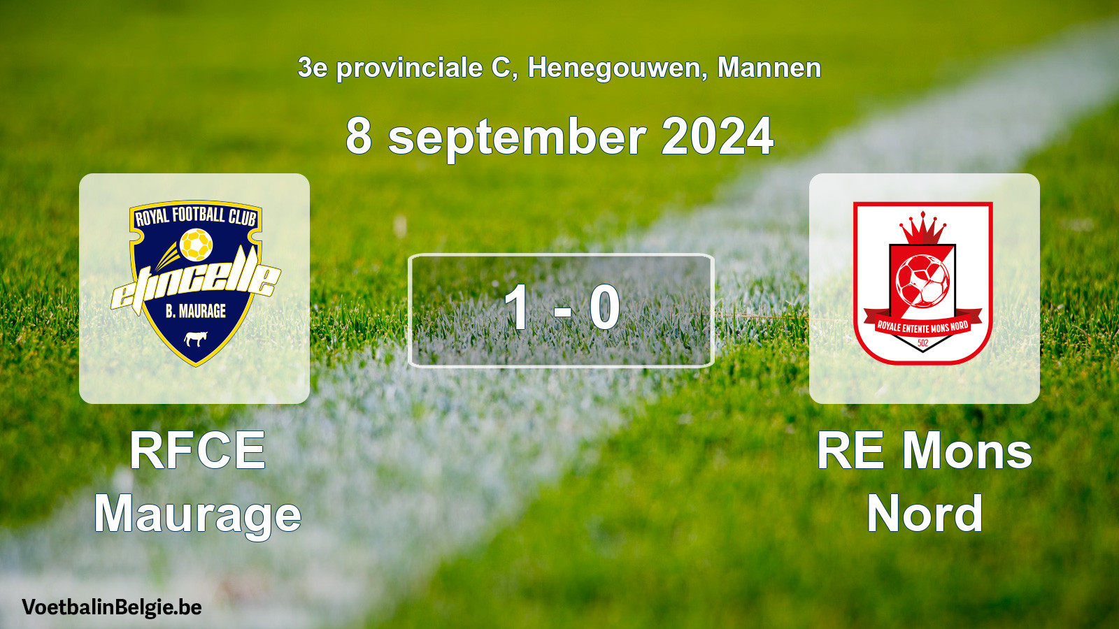 Gespeelde wedstrijd mannenvoetbal: RFCE Maurage - RE Mons Nord 1 - 0 (8 september 2024)