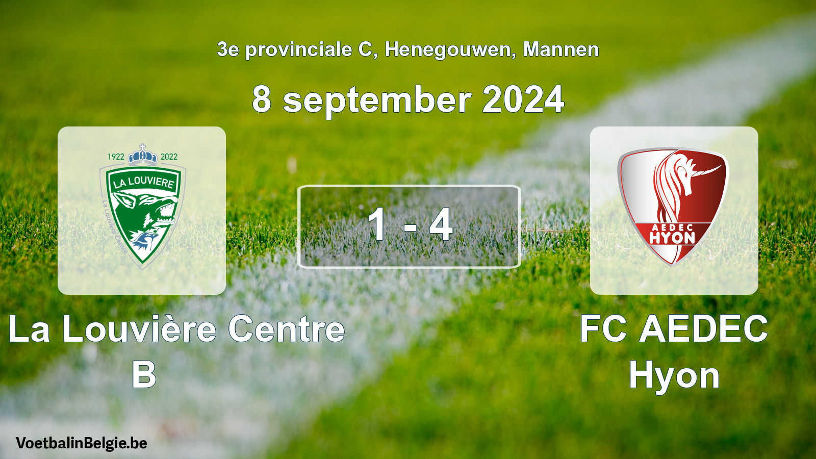 Played match men football: UR La Louvière Centre B - FC AEDEC Hyon 1 - 4 (8 September 2024)