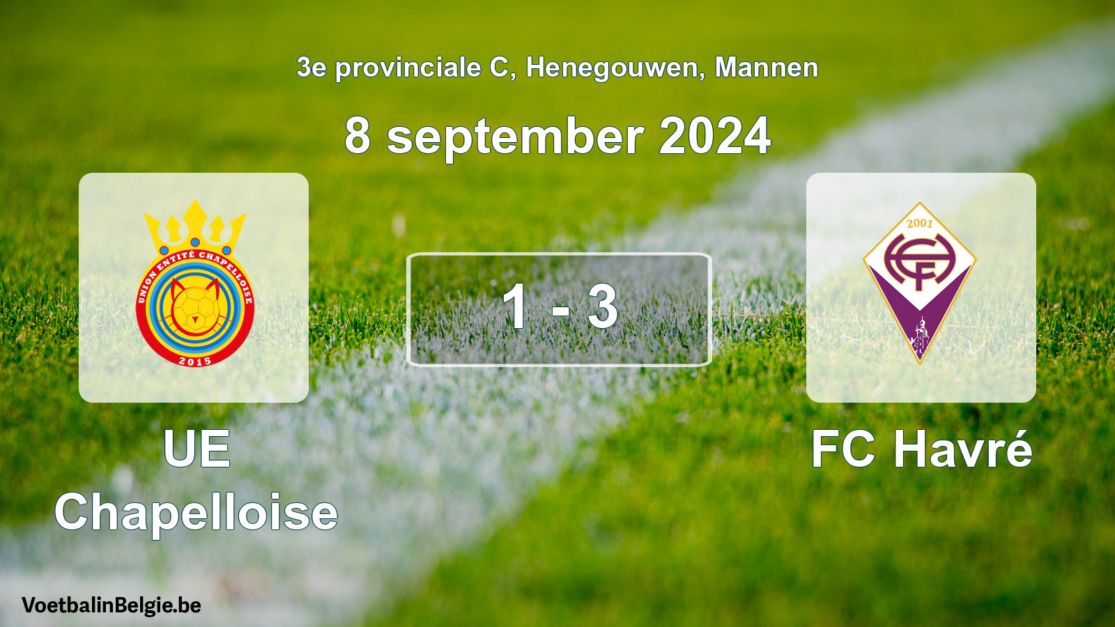 Gespeelde wedstrijd mannenvoetbal: UE Chapelloise - FC Havré 1 - 3 (8 september 2024)