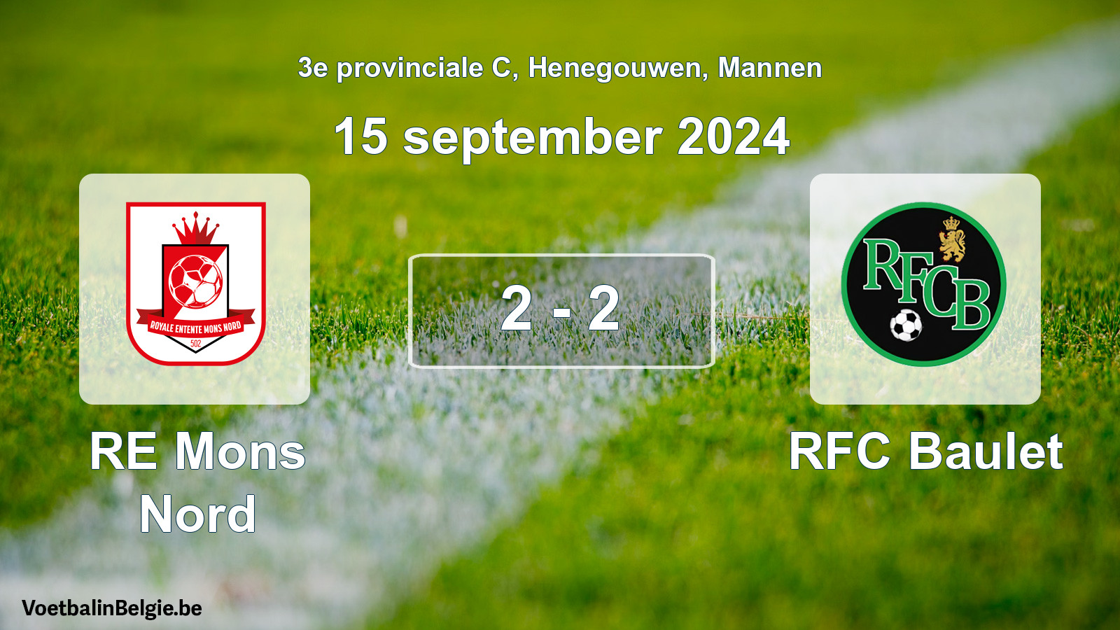 Gespeelde wedstrijd mannenvoetbal: RE Mons Nord - RFC Baulet 2 - 2 (15 september 2024)
