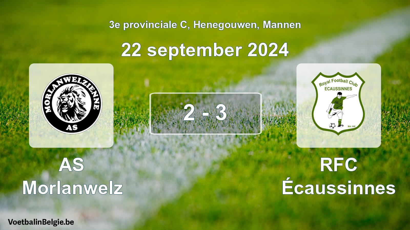 Gespeelde wedstrijd mannenvoetbal: AS Morlanwelz - RFC Écaussinnes 2 - 3 (22 september 2024)