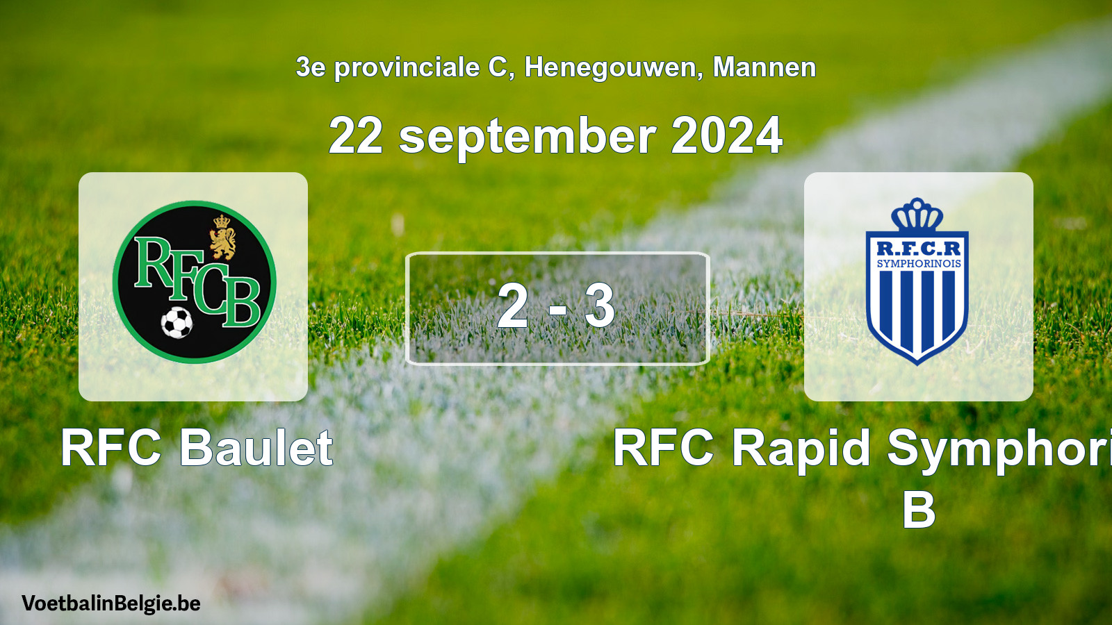 Gespeelde wedstrijd mannenvoetbal: RFC Baulet - RFC Rapid Symphorinois B 2 - 3 (22 september 2024)