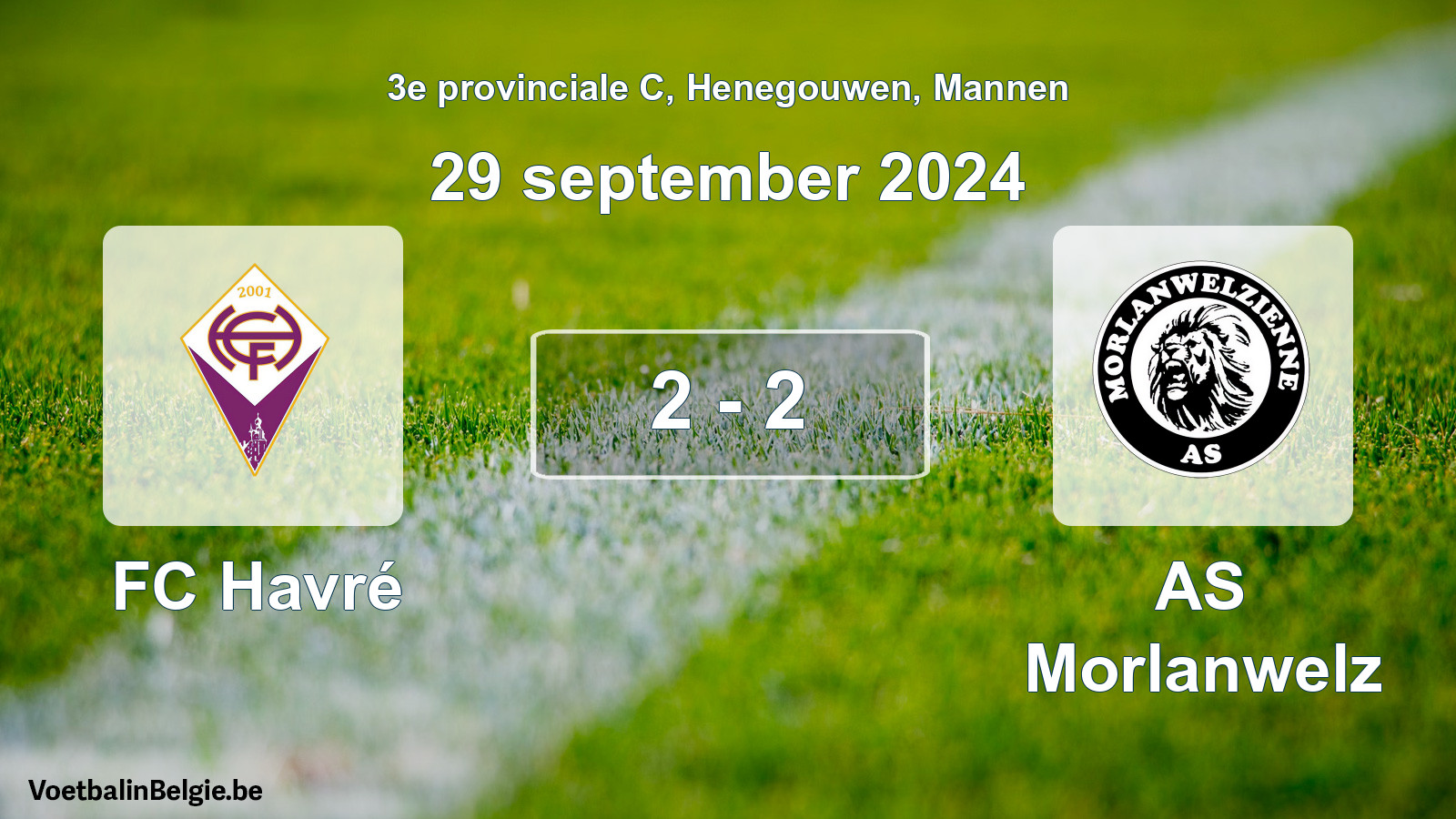Gespeelde wedstrijd mannenvoetbal: FC Havré - AS Morlanwelz 2 - 2 (29 september 2024)